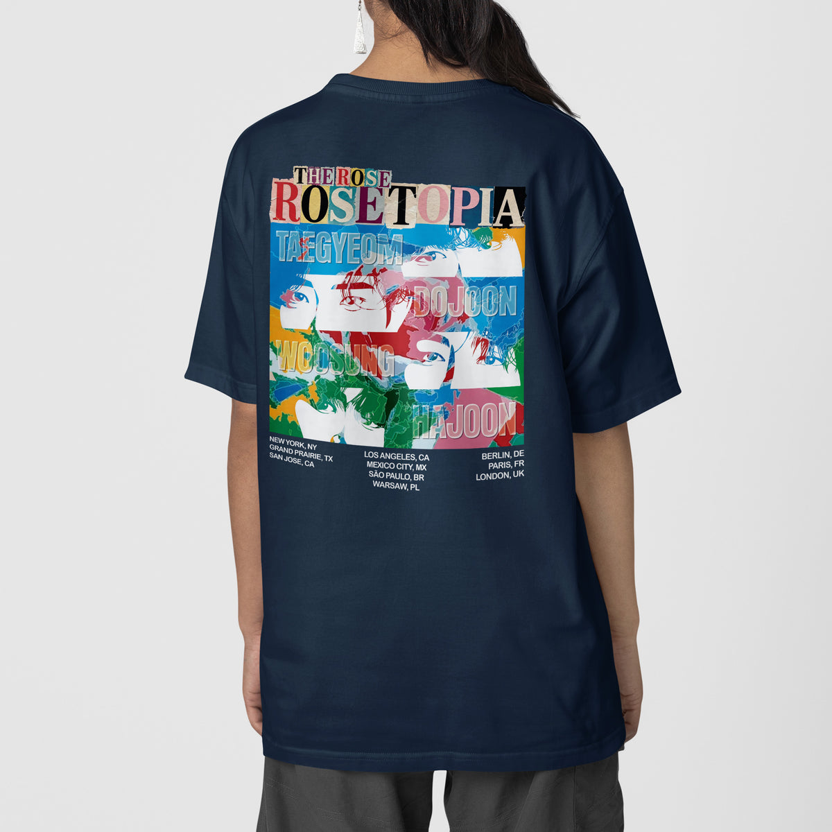 The Rose Rosetopia Member T-Shirt - Back view, Y2K kpop concert tee