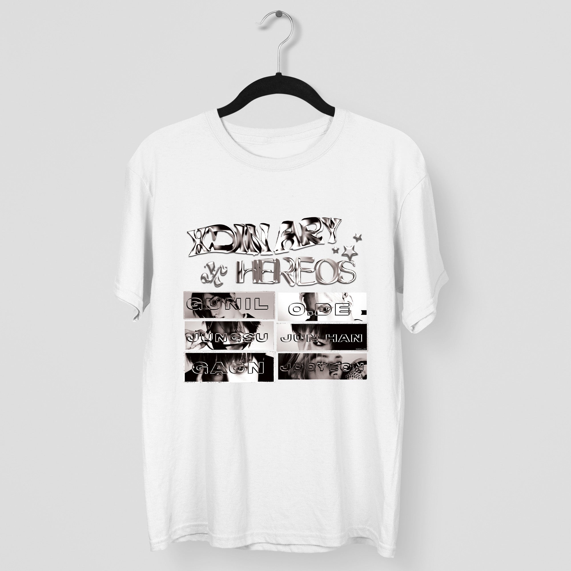 XDINARY HEROES Member T-Shirt - Main view, Y2K kpop concert tee