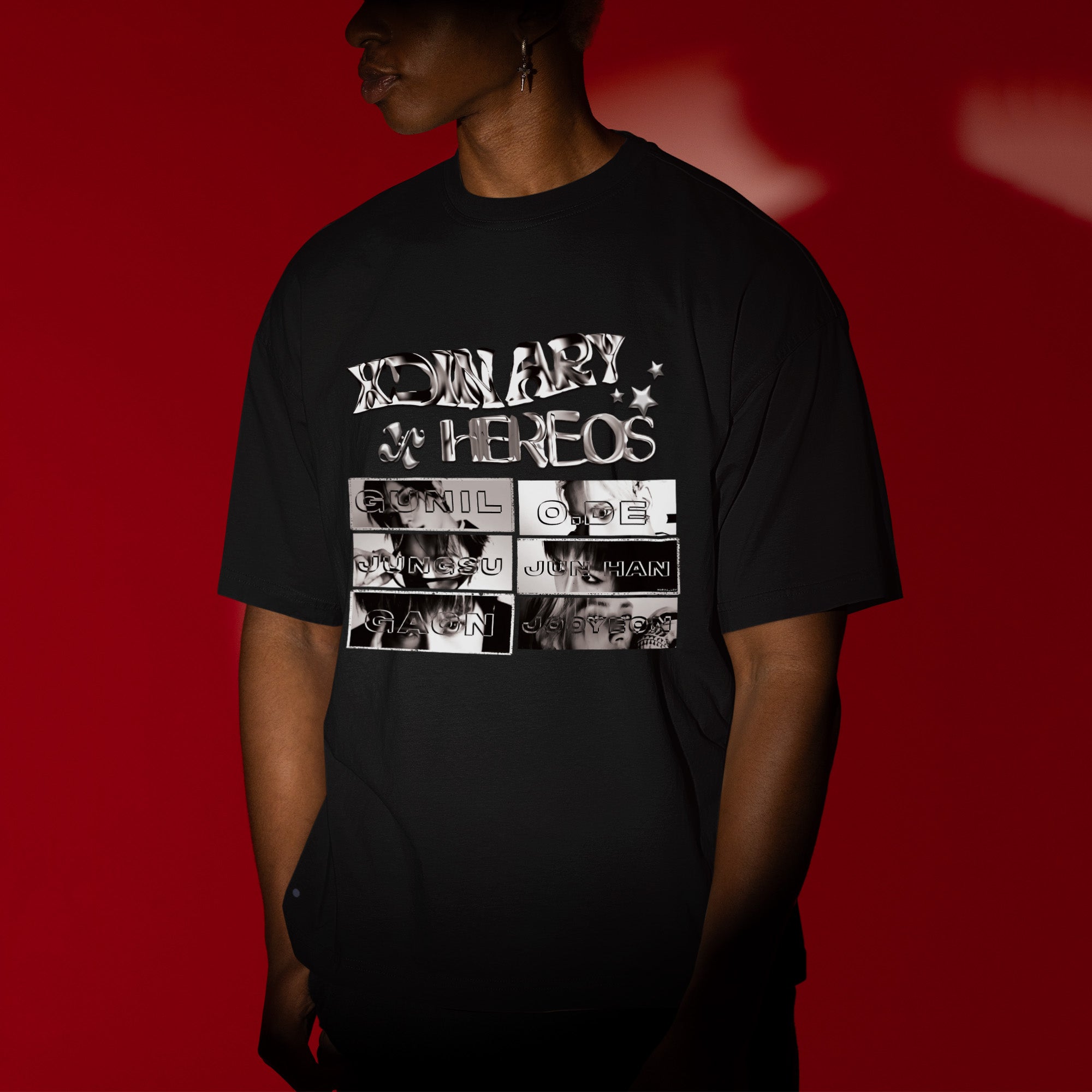 XDINARY HEROES Member T-Shirt - Men view, Y2K kpop concert tee