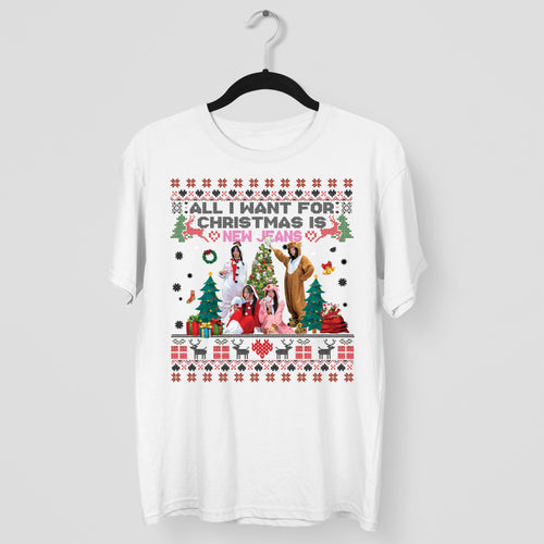 All You Want For Christmas Is NewJeans T-Shirt - Main view, Y2K kpop concert tee