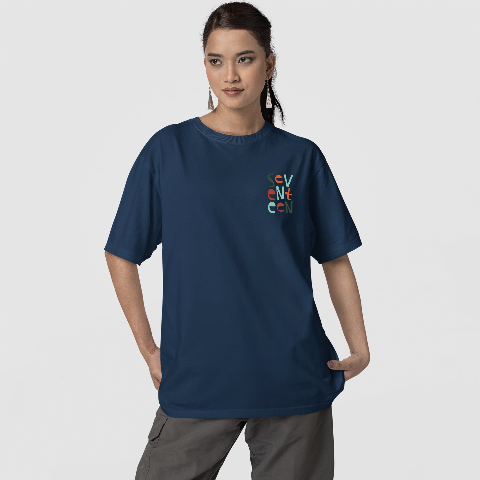 SEVENTEEN Member Chibi T-Shirt - Front view, Y2K kpop concert tee