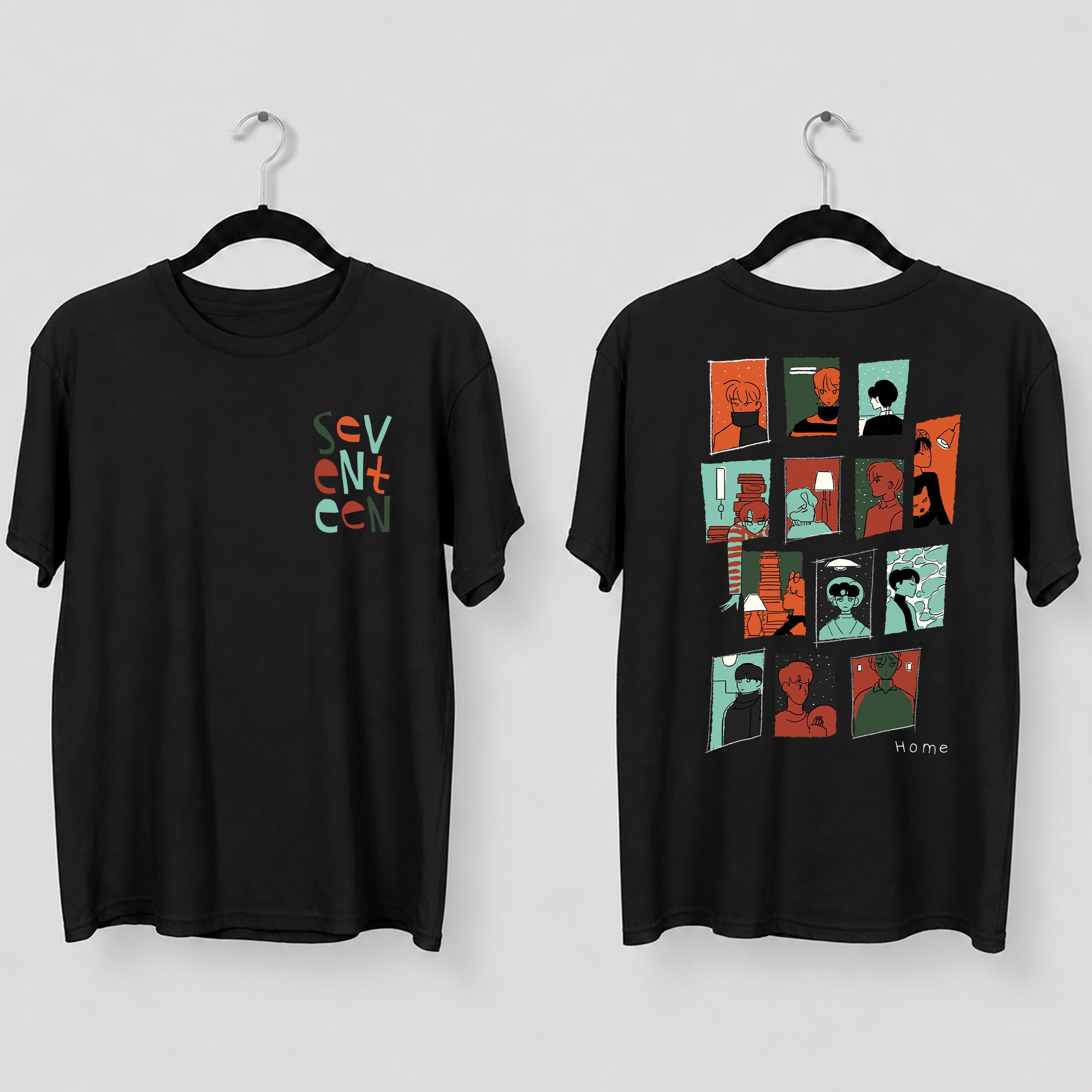 SEVENTEEN Member Chibi T-Shirt - Main view, Y2K kpop concert tee