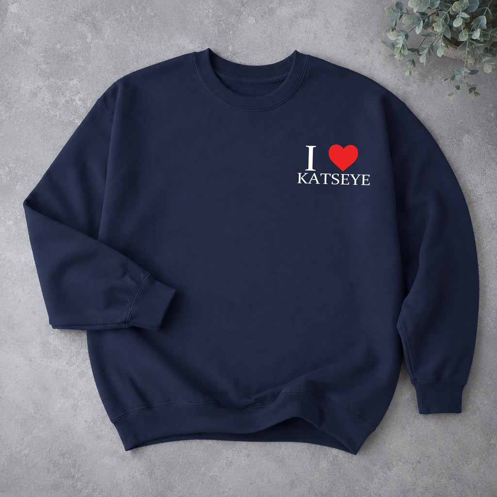 KATSEYE I Love Sweatshirt - Spread view, Y2K kpop concert sweatshirt