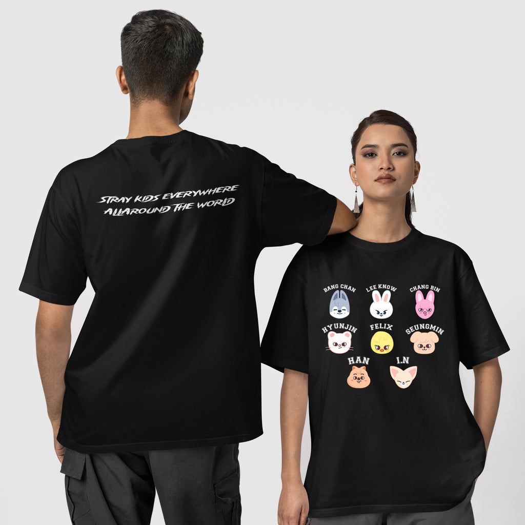 Stray Kids Skzoo Everywhere All Around The World T-Shirt - Couple 1 view, Y2K kpop concert tee
