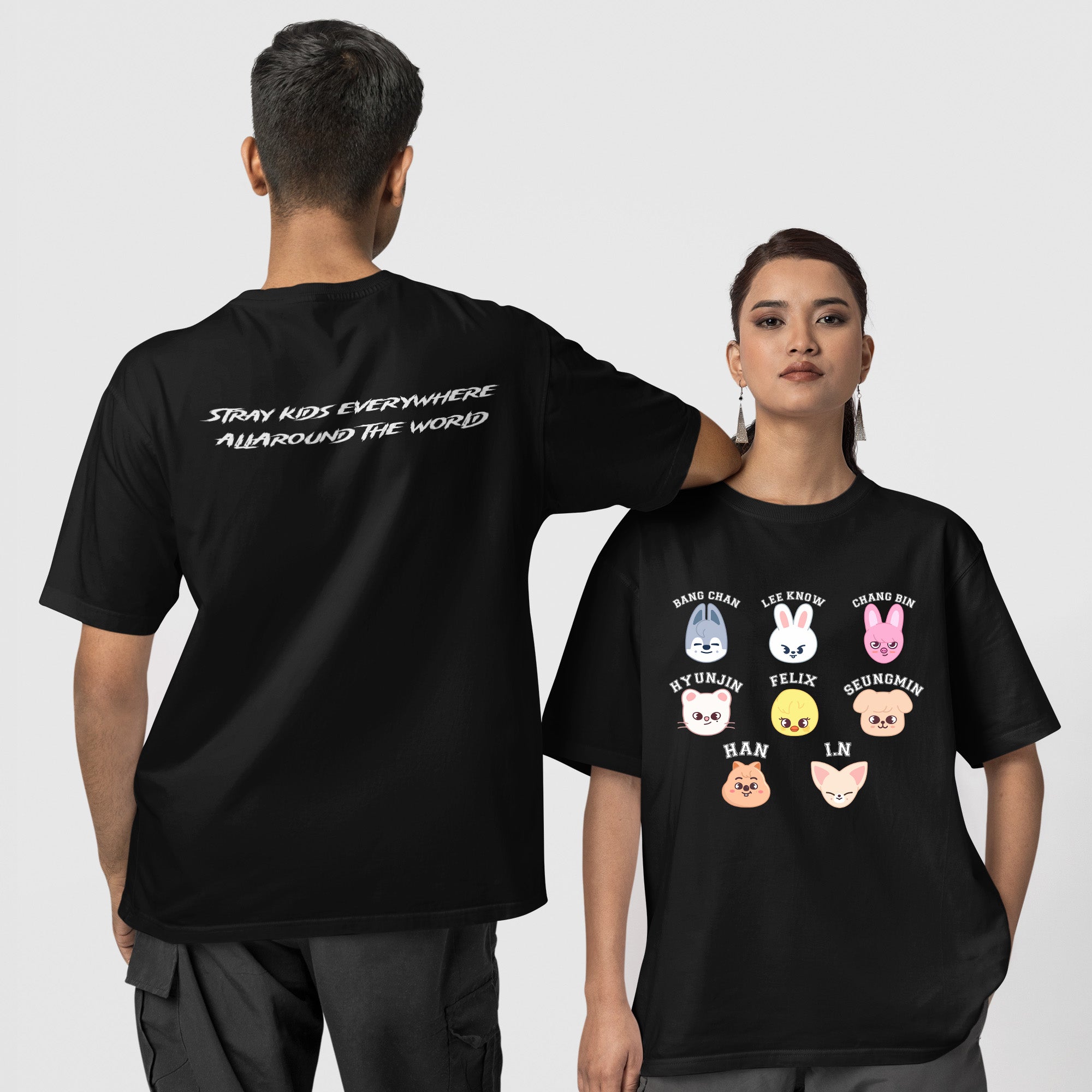 Stray Kids Skzoo Everywhere All Around The World T-Shirt - Couple 1 view, Y2K kpop concert tee
