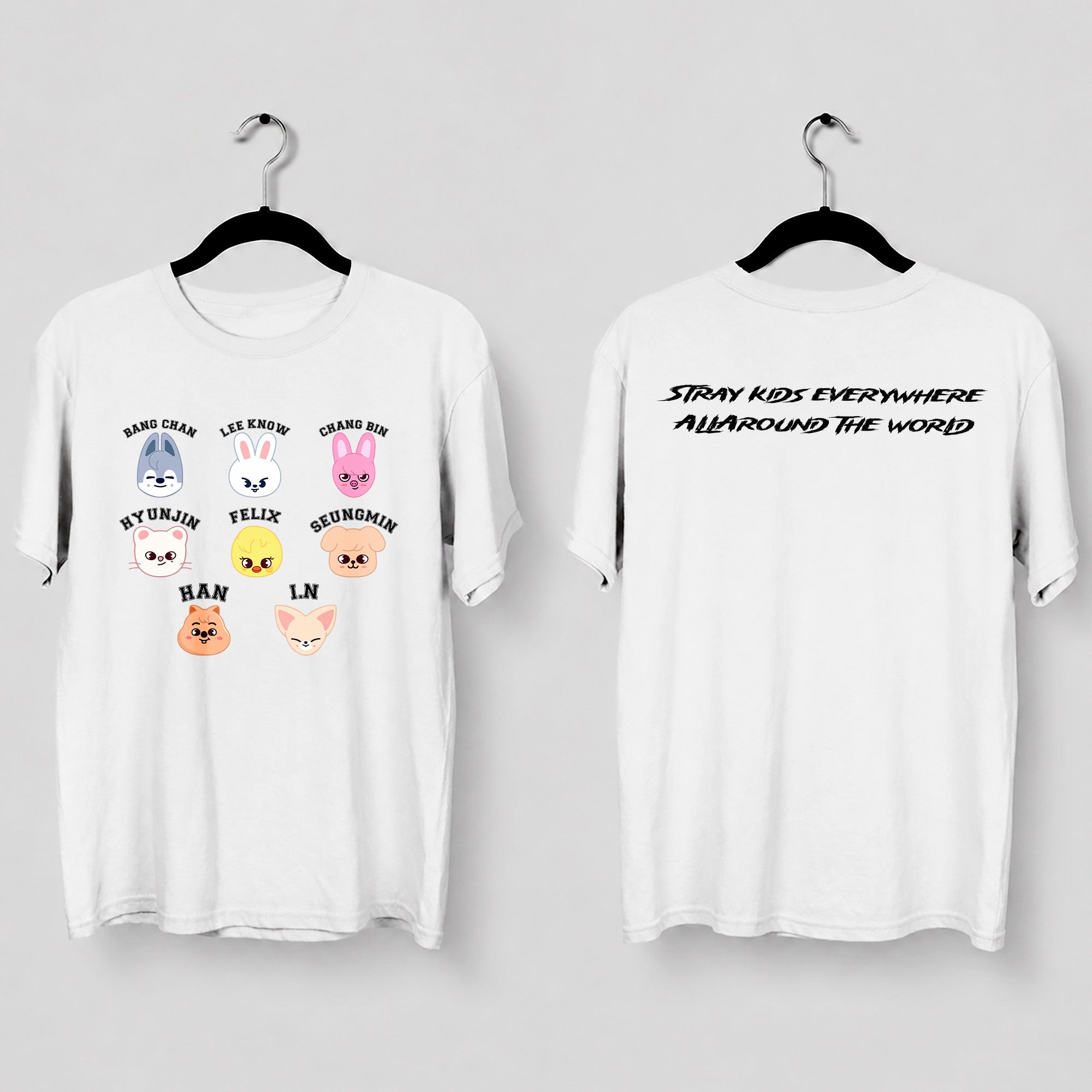 Stray Kids Skzoo Everywhere All Around The World T-Shirt - Main view, Y2K kpop concert tee
