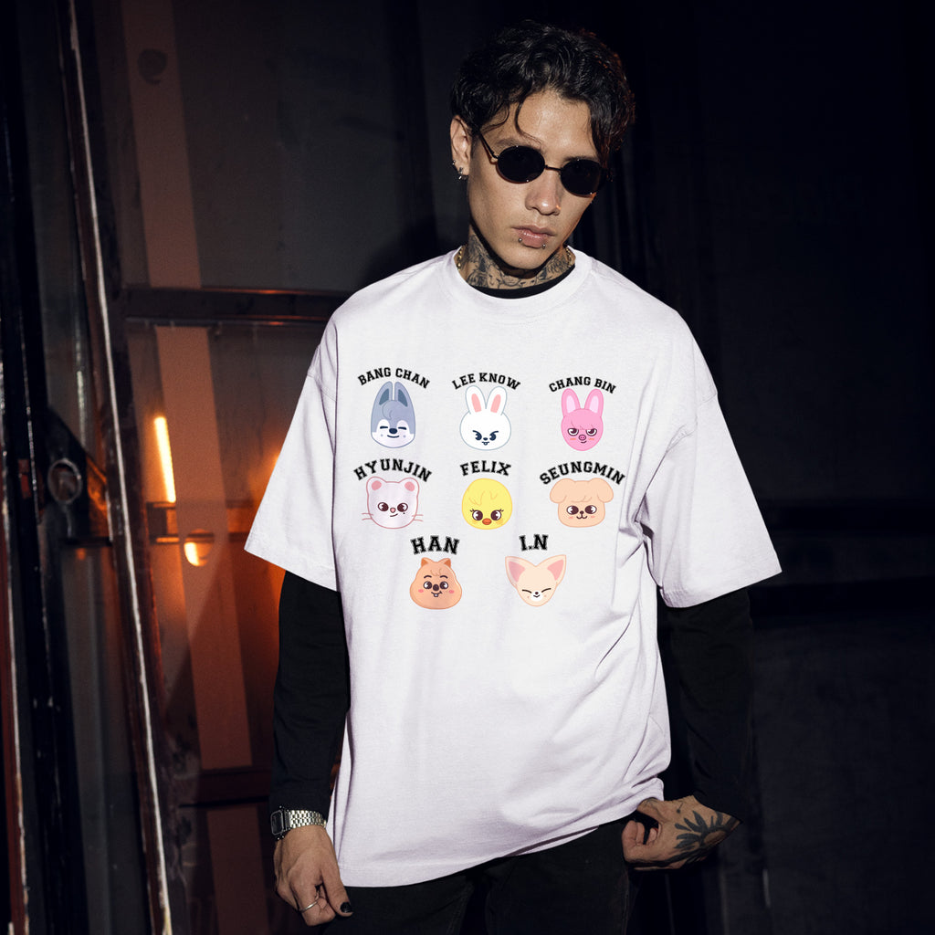 Stray Kids Skzoo Everywhere All Around The World T-Shirt - Men Front view, Y2K kpop concert tee