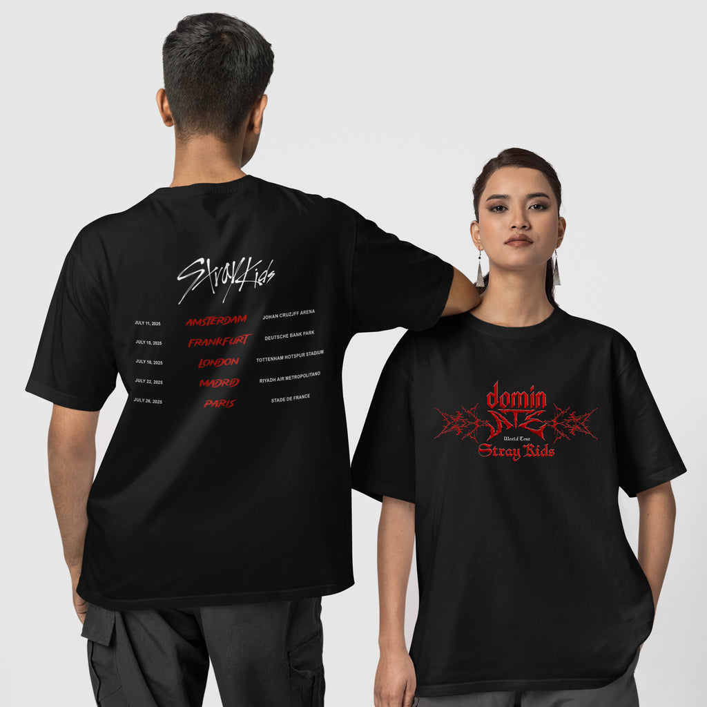 Stray Kids Dominate In EU T-Shirt - Couple 1 view, Y2K kpop concert tee