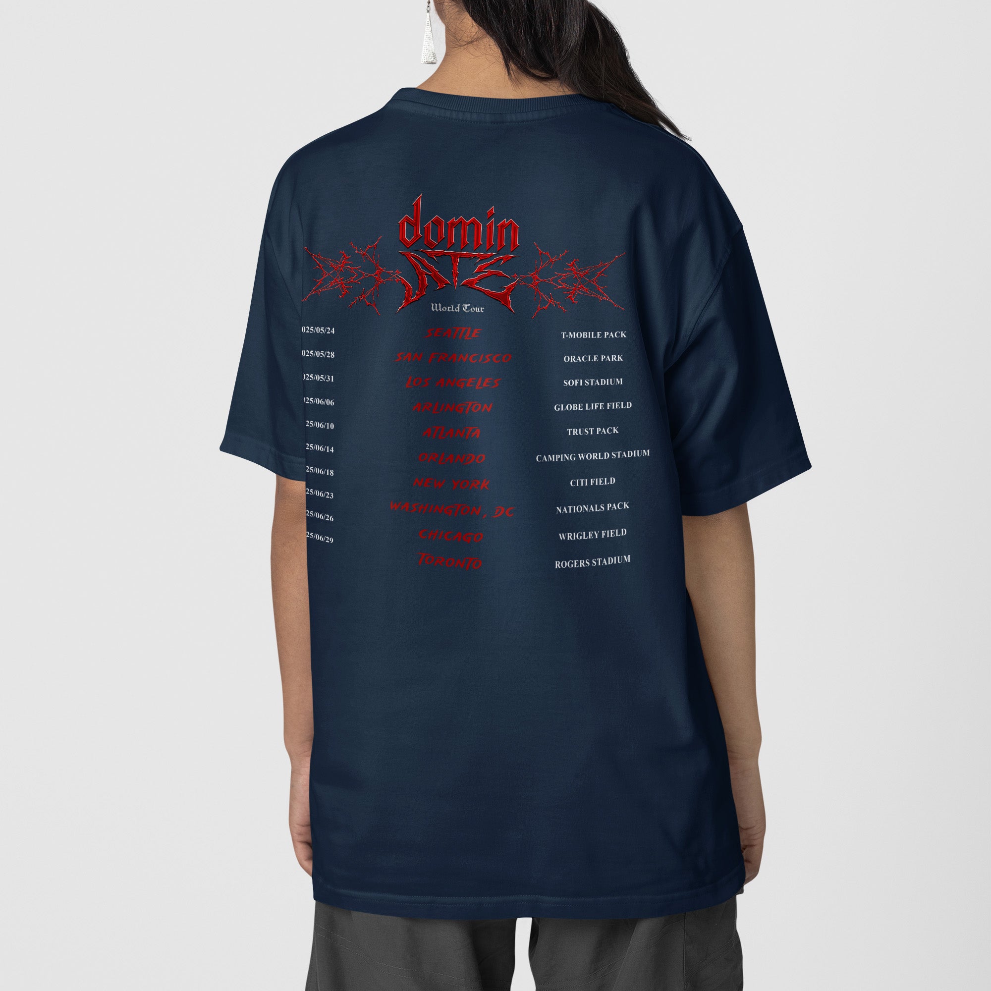 Stray Kids DominATE Graphic T-Shirt - Back view, Y2K kpop concert tee