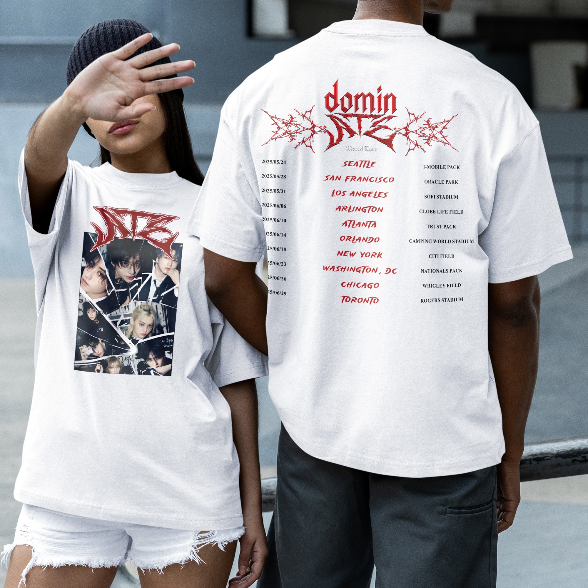 Stray Kids DominATE Graphic T-Shirt - Couple 2 view, Y2K kpop concert tee
