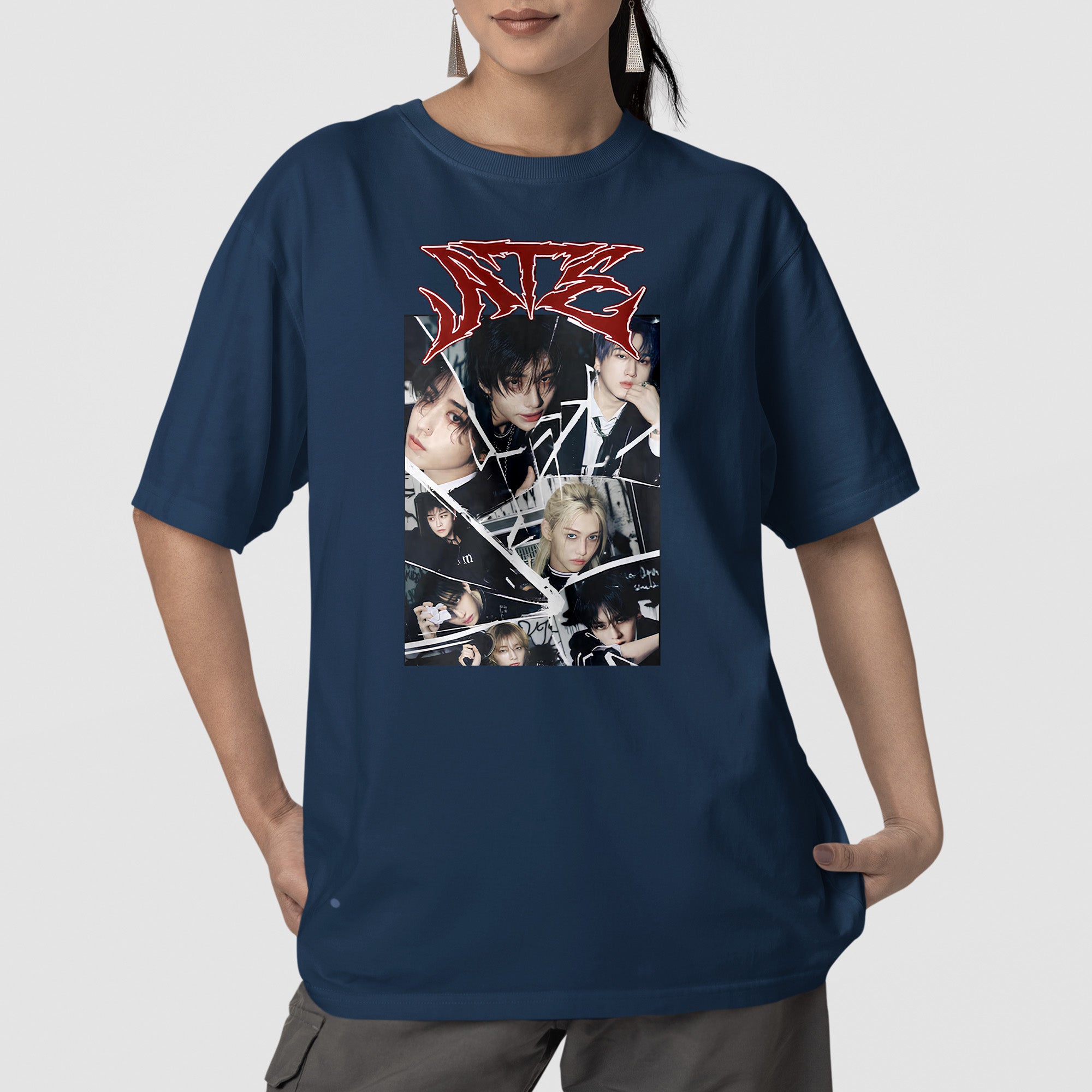 Stray Kids DominATE Graphic T-Shirt - Front view, Y2K kpop concert tee