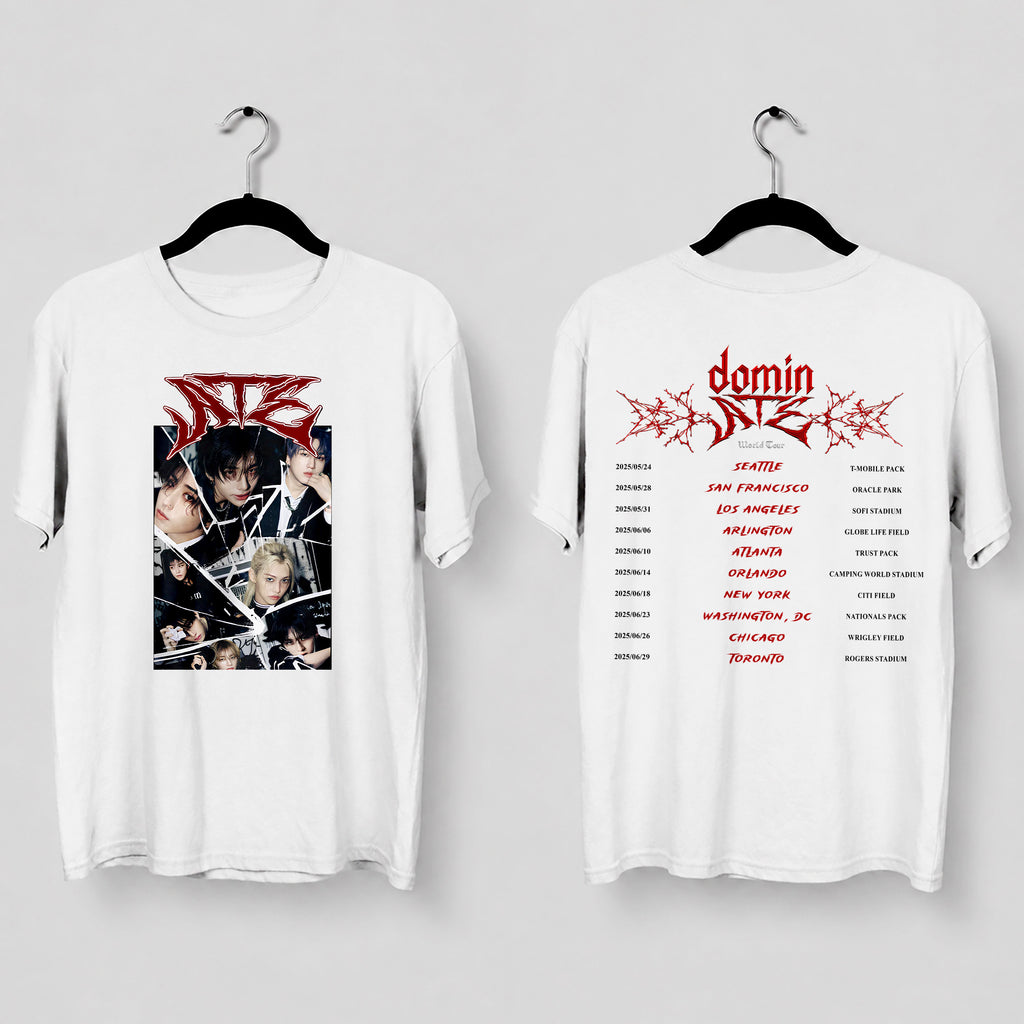 Stray Kids DominATE Graphic T-Shirt - Main view, Y2K kpop concert tee
