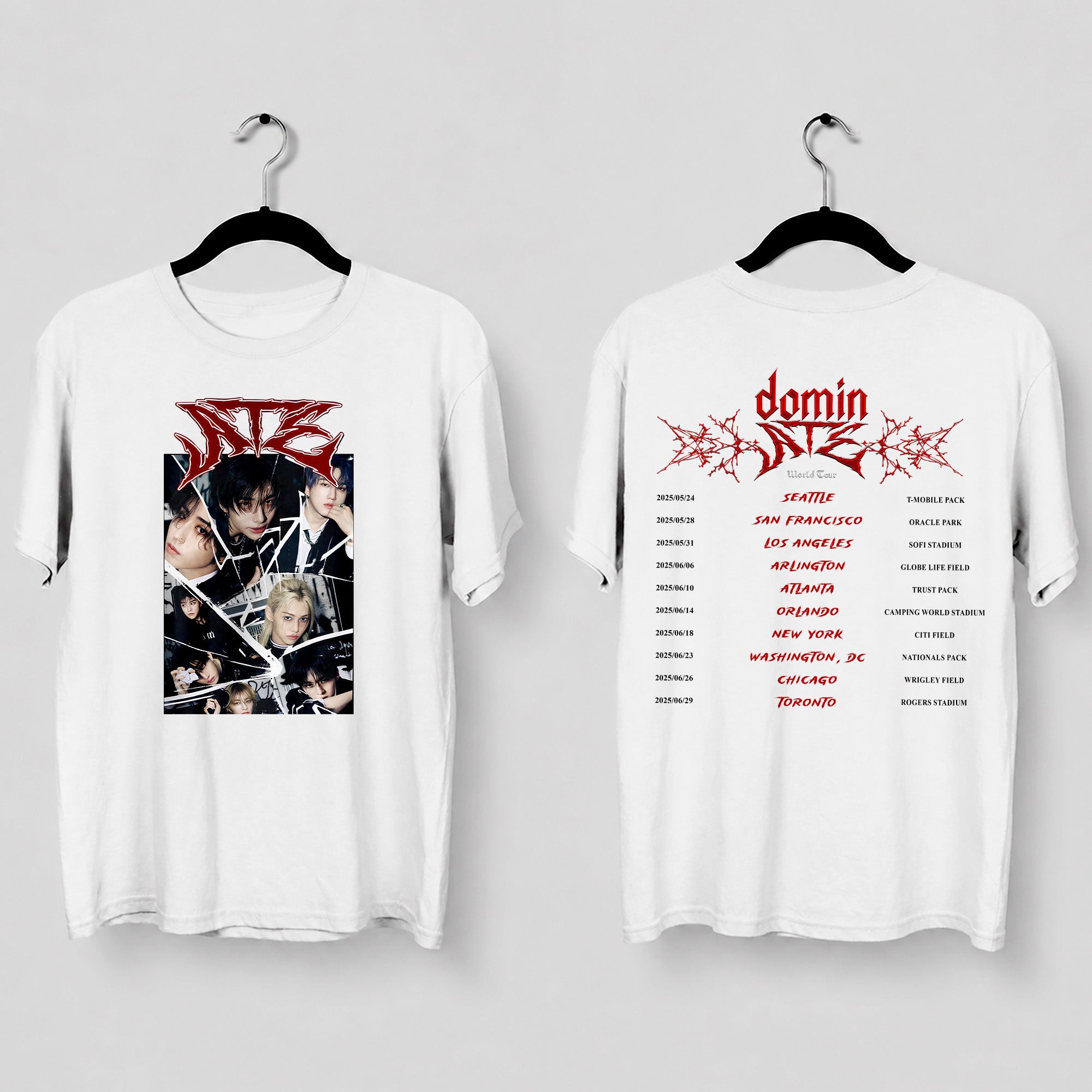 Stray Kids DominATE Graphic T-Shirt - Main view, Y2K kpop concert tee