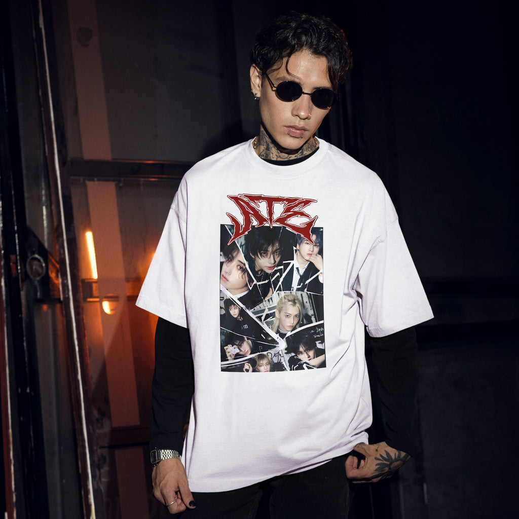Stray Kids DominATE Graphic T-Shirt - Men Front view, Y2K kpop concert tee