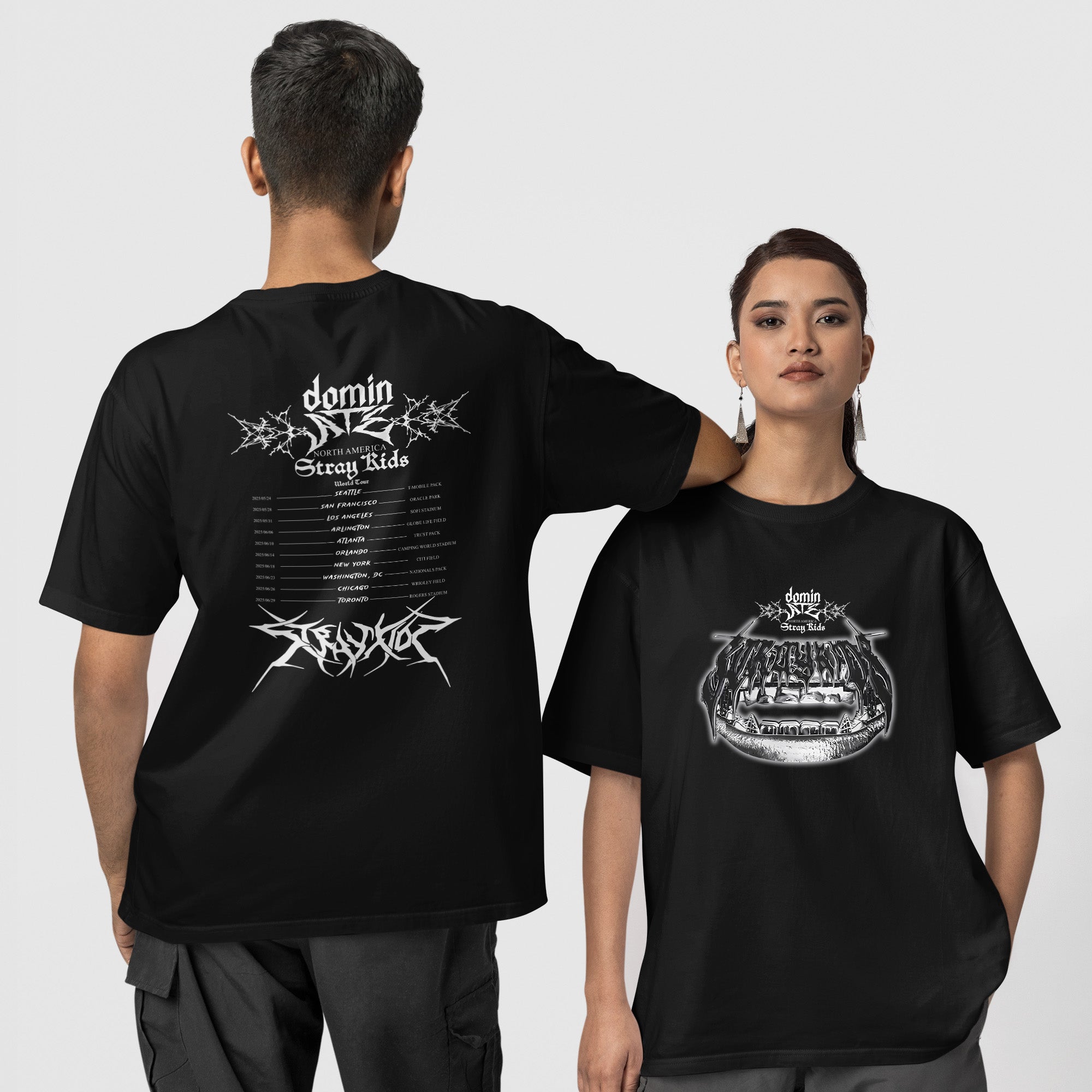 Stray Kids Dominate In US T-Shirt - Couple 1 view, Y2K kpop concert tee