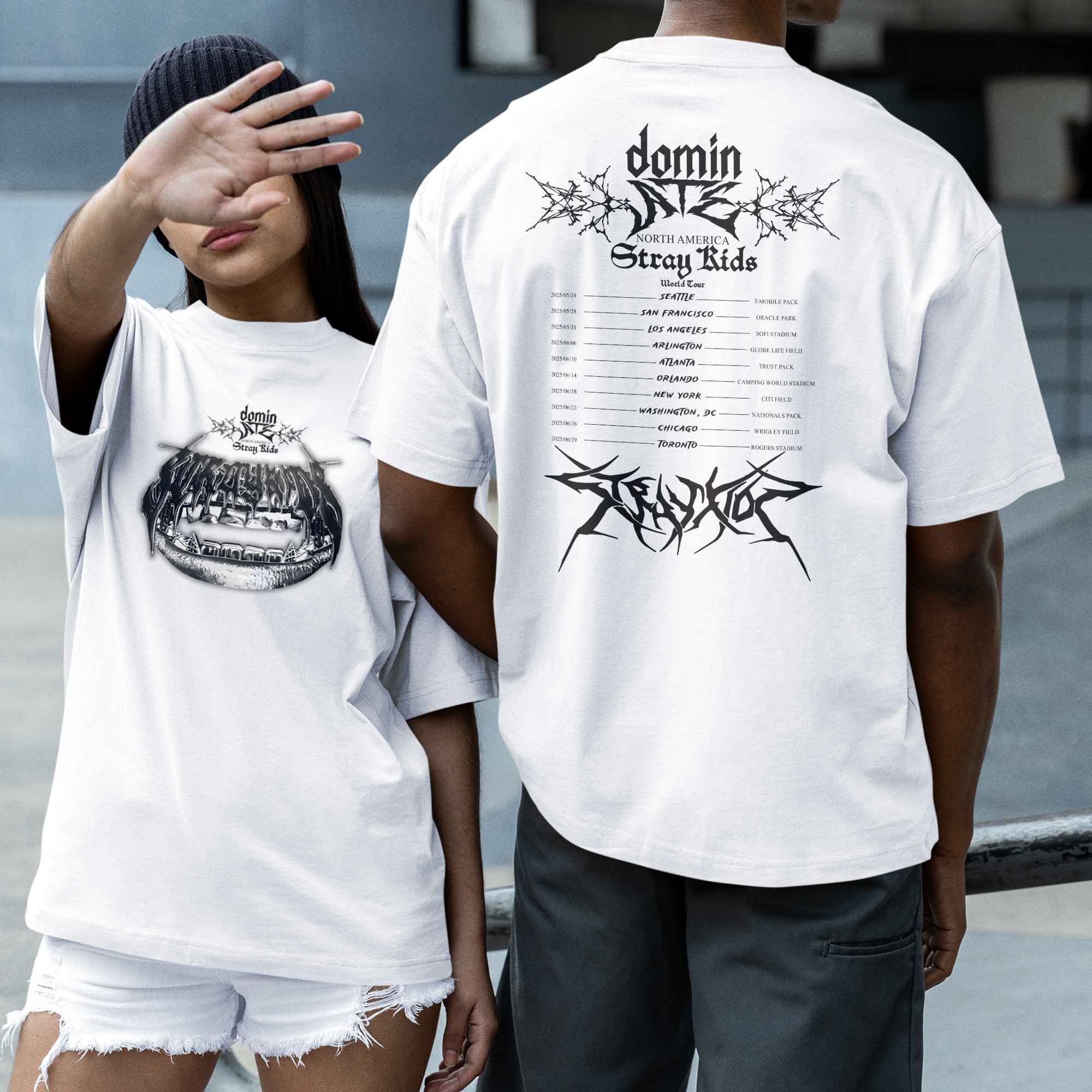 Stray Kids Dominate In US T-Shirt - Couple 2 view, Y2K kpop concert tee