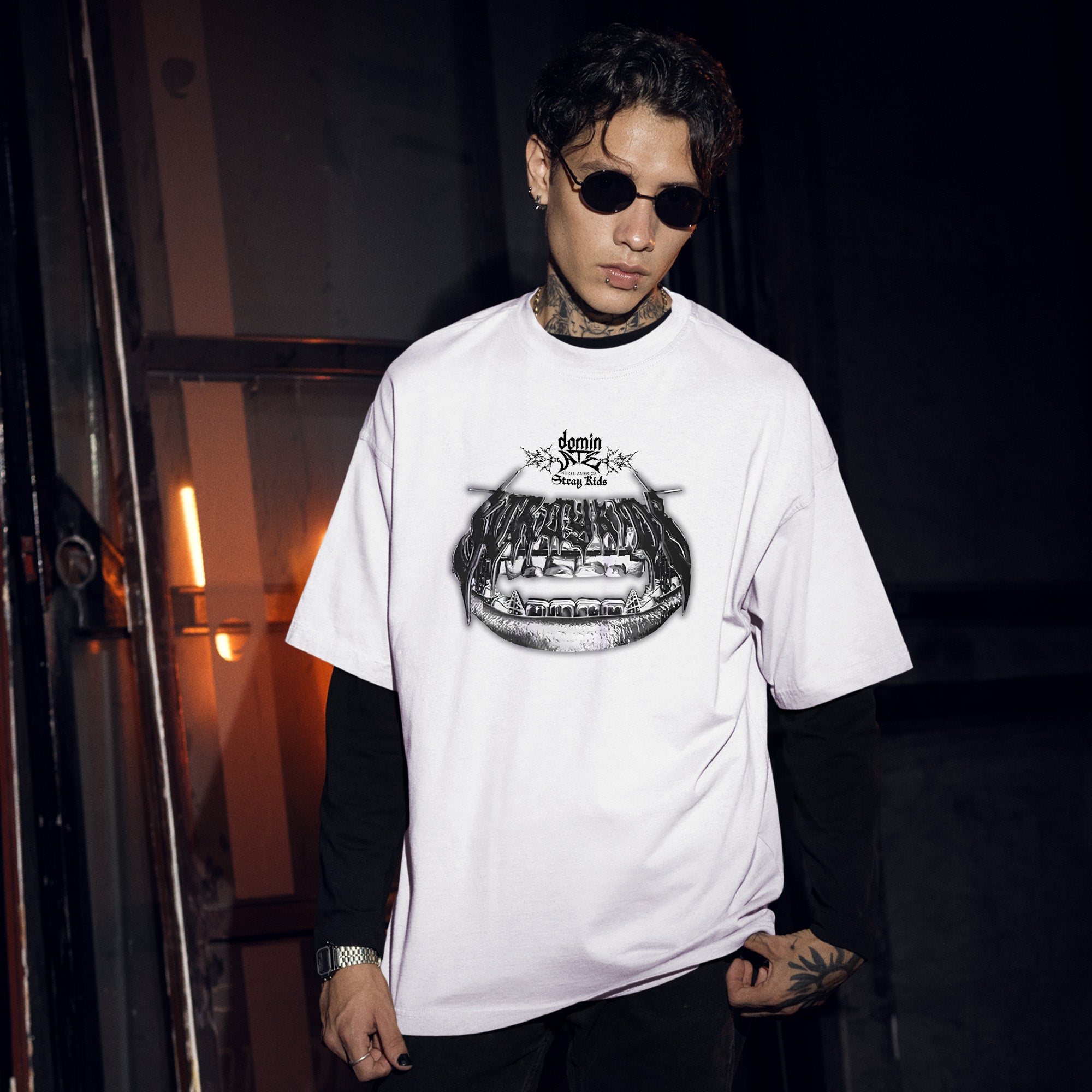 Stray Kids Dominate In US T-Shirt - Men Front view, Y2K kpop concert tee