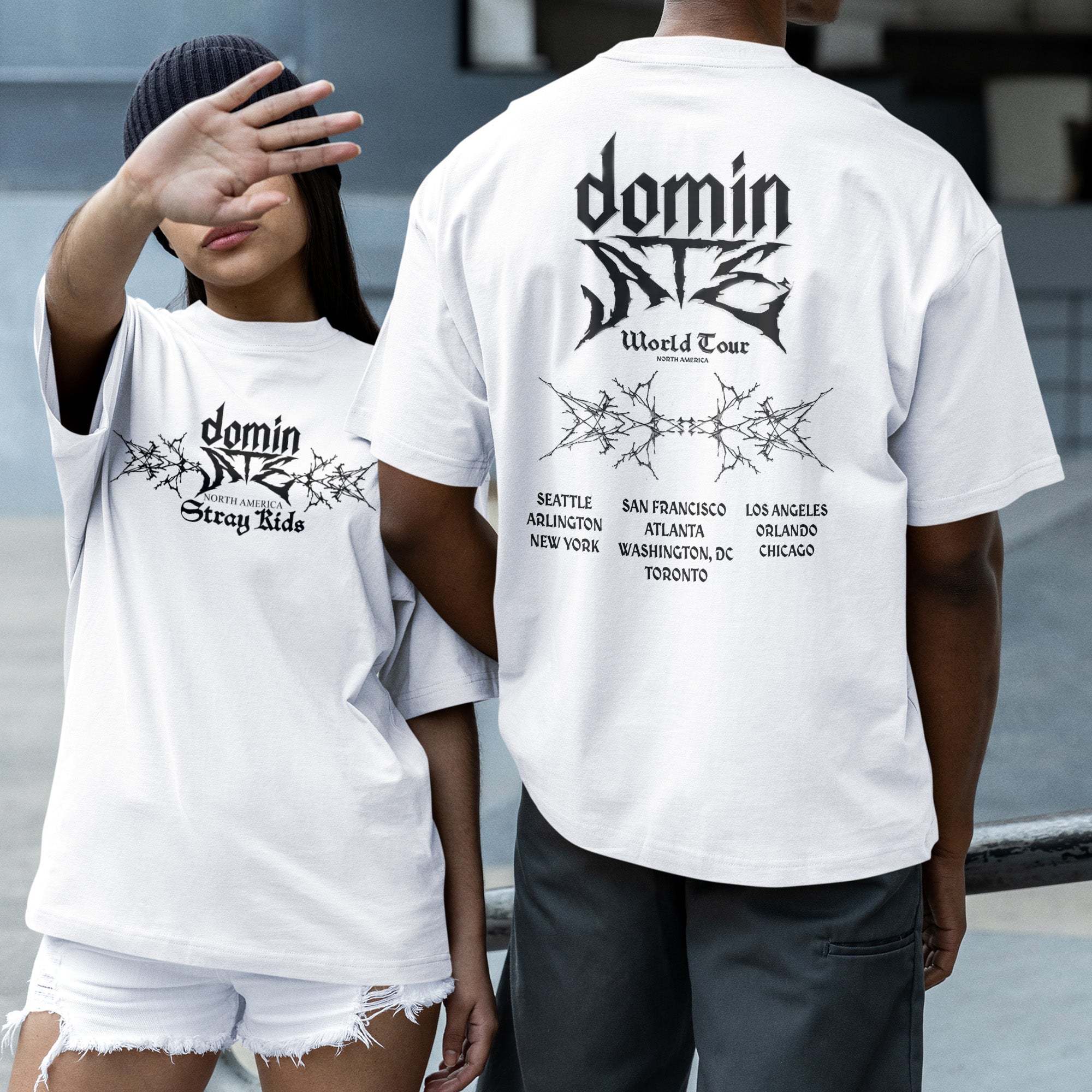Stray Kids DominATE North America ver4 T-Shirt - Couple 2 view, Y2K kpop concert tee