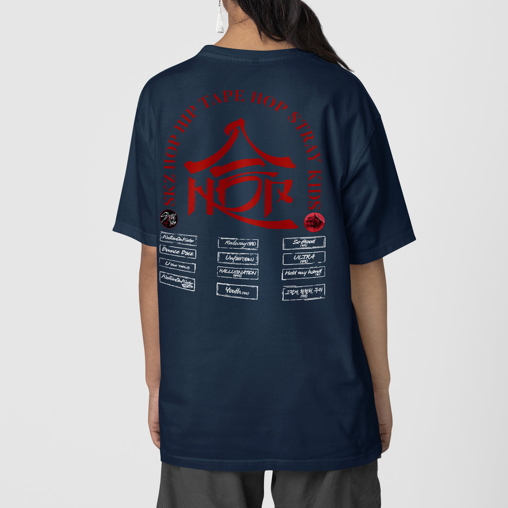 Stray Kids SKZHop Hip Tape Tracklist T-Shirt - Back view, Y2K kpop concert tee