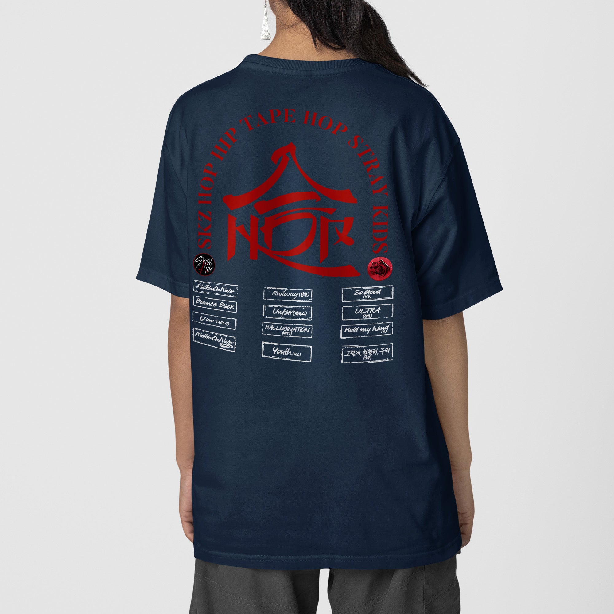 Stray Kids SKZHop Hip Tape Tracklist T-Shirt - Back view, Y2K kpop concert tee