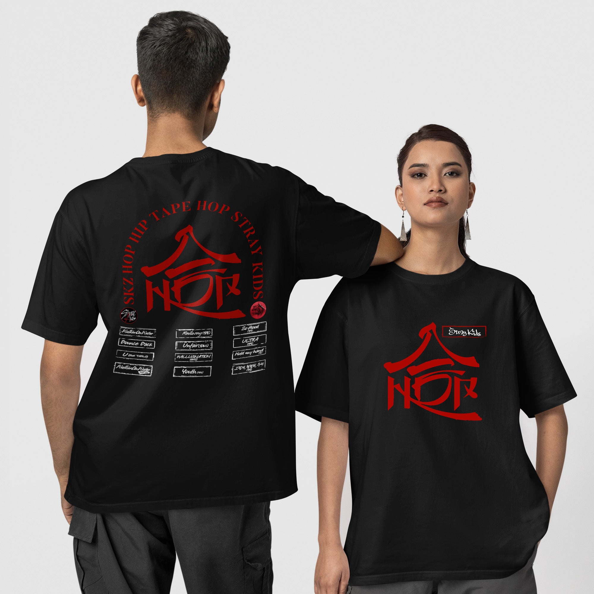 Stray Kids SKZHop Hip Tape Tracklist T-Shirt - Couple 1 view, Y2K kpop concert tee