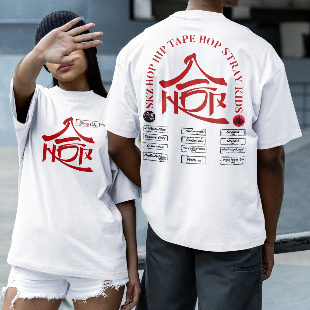 Stray Kids SKZHop Hip Tape Tracklist T-Shirt - Couple 2 view, Y2K kpop concert tee