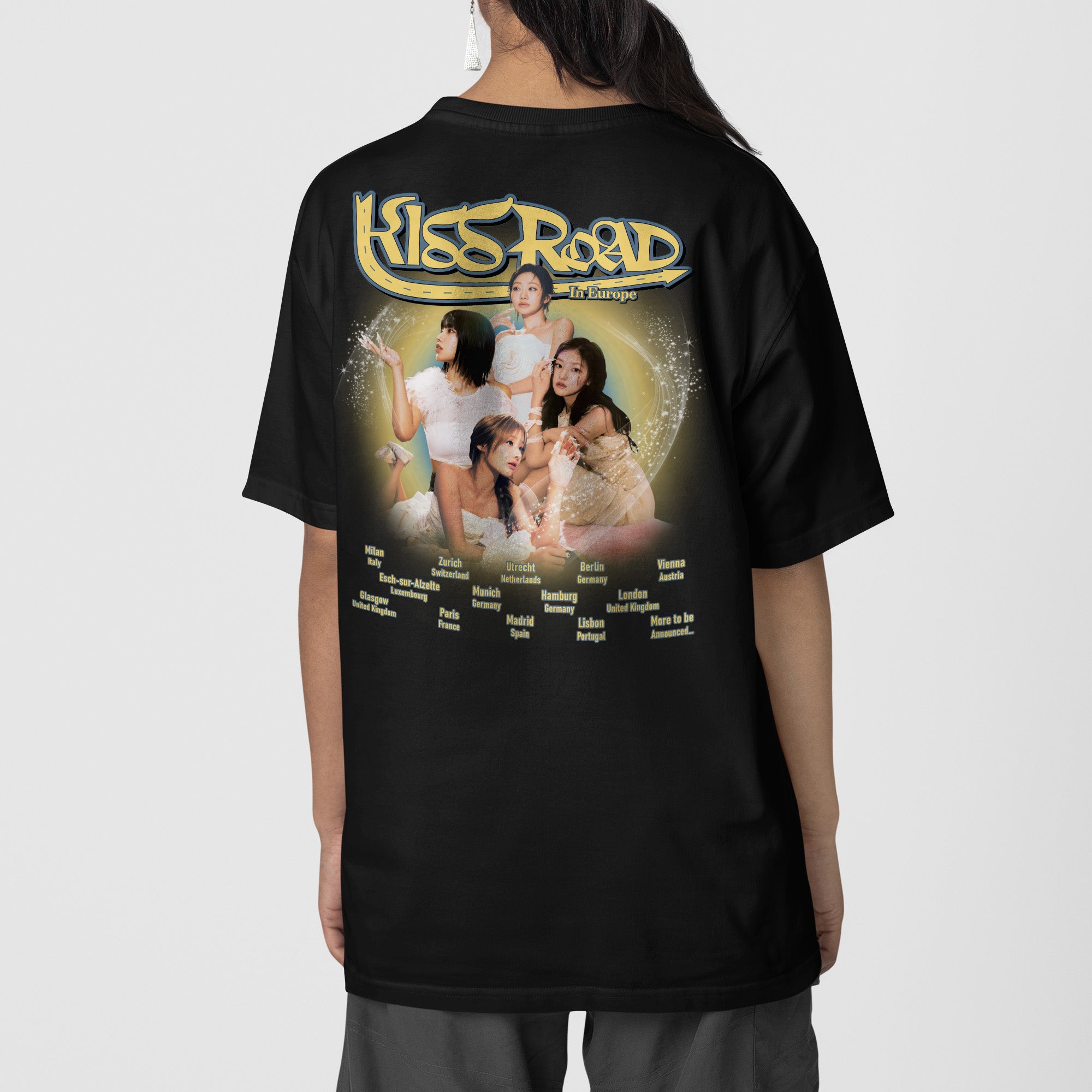Kiss Of Life 1st World Tour in EU T-Shirt - Back view, Y2K kpop concert tee