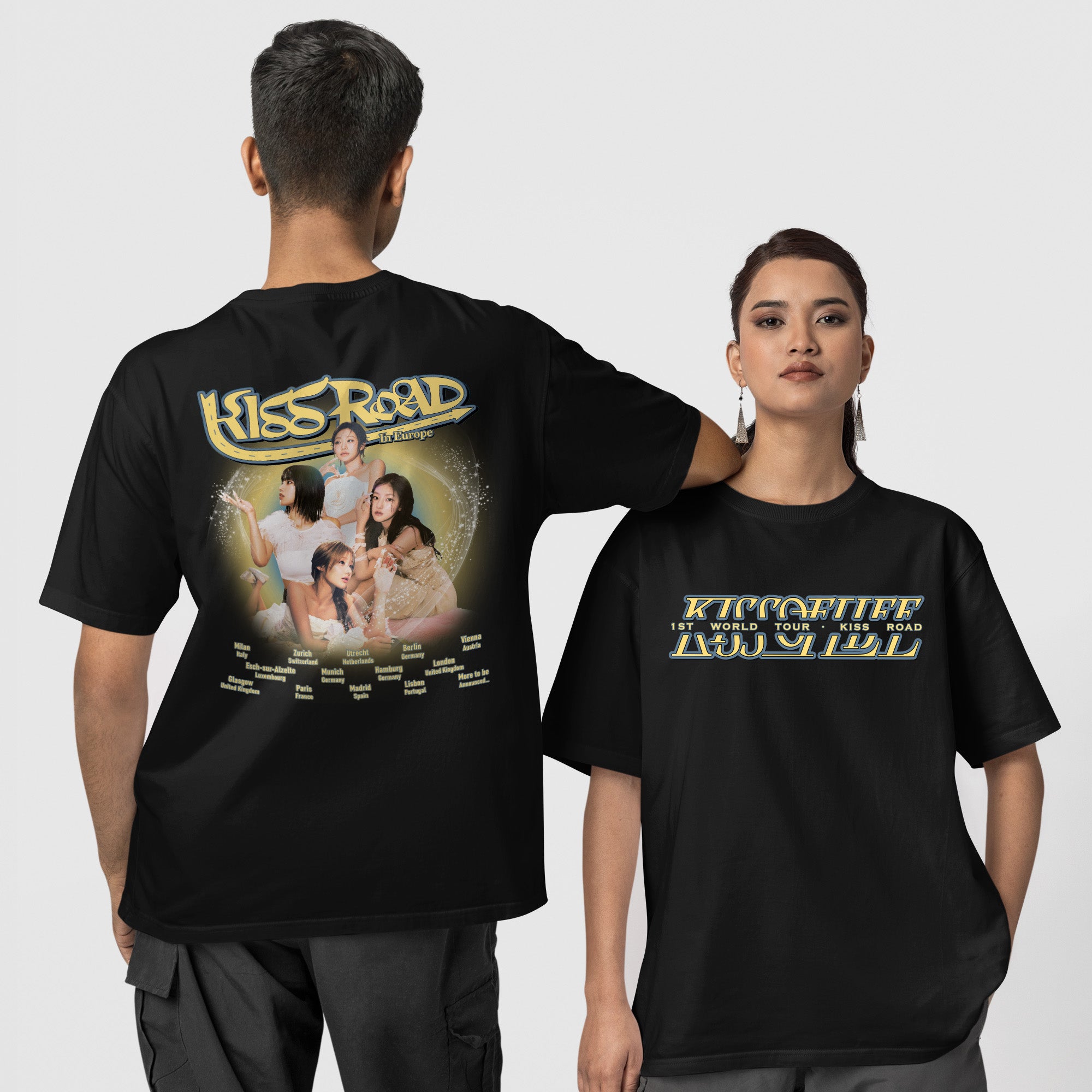 Kiss Of Life 1st World Tour in EU T-Shirt - Couple 1 view, Y2K kpop concert tee