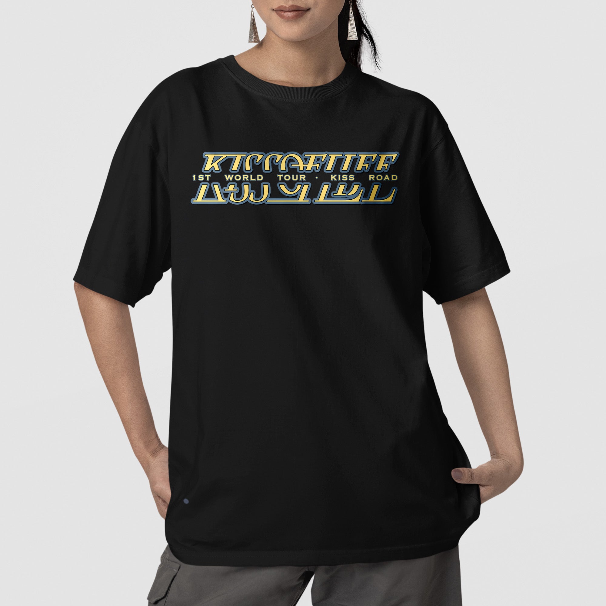 Kiss Of Life 1st World Tour in EU T-Shirt - Front view, Y2K kpop concert tee