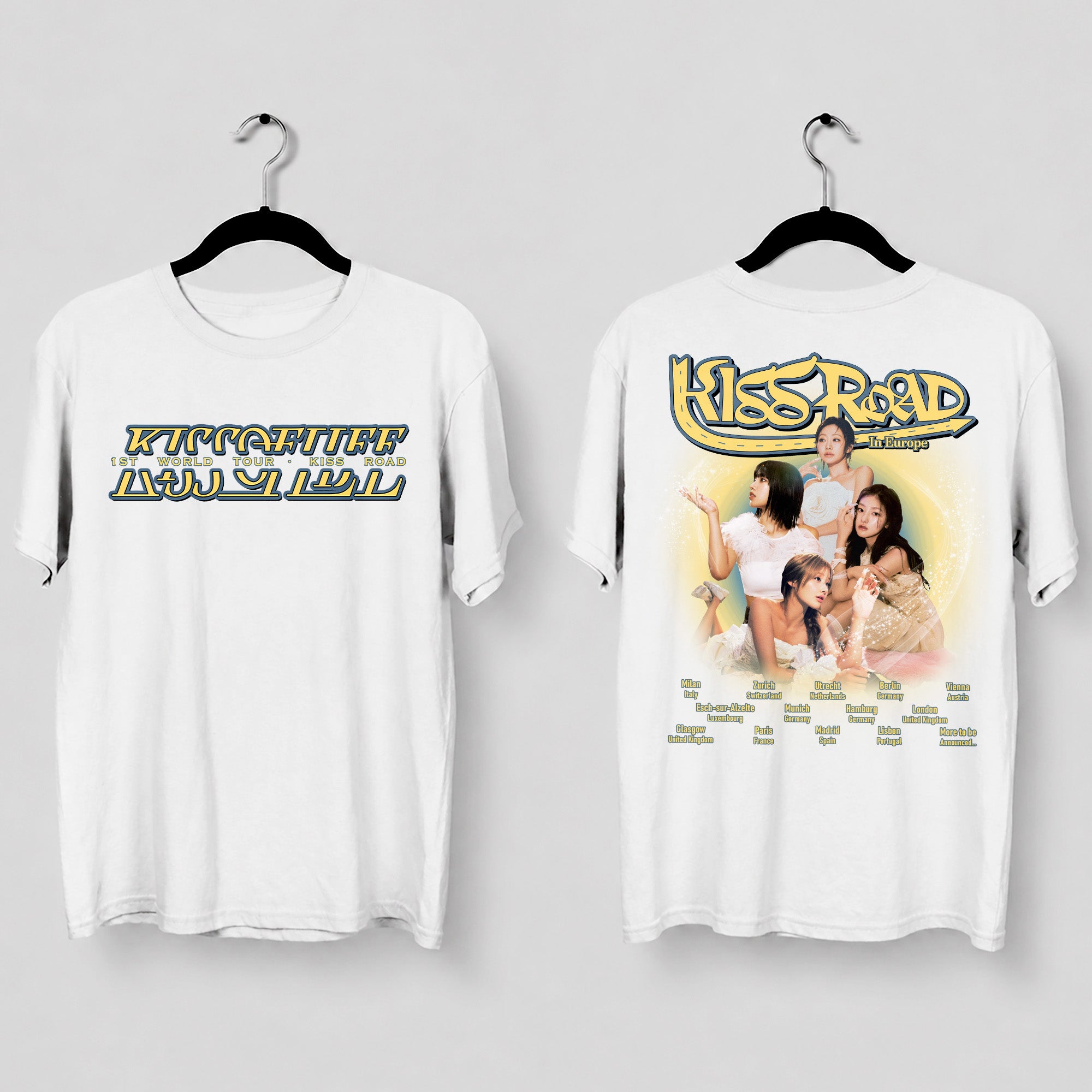 Kiss Of Life 1st World Tour in EU T-Shirt - Main view, Y2K kpop concert tee