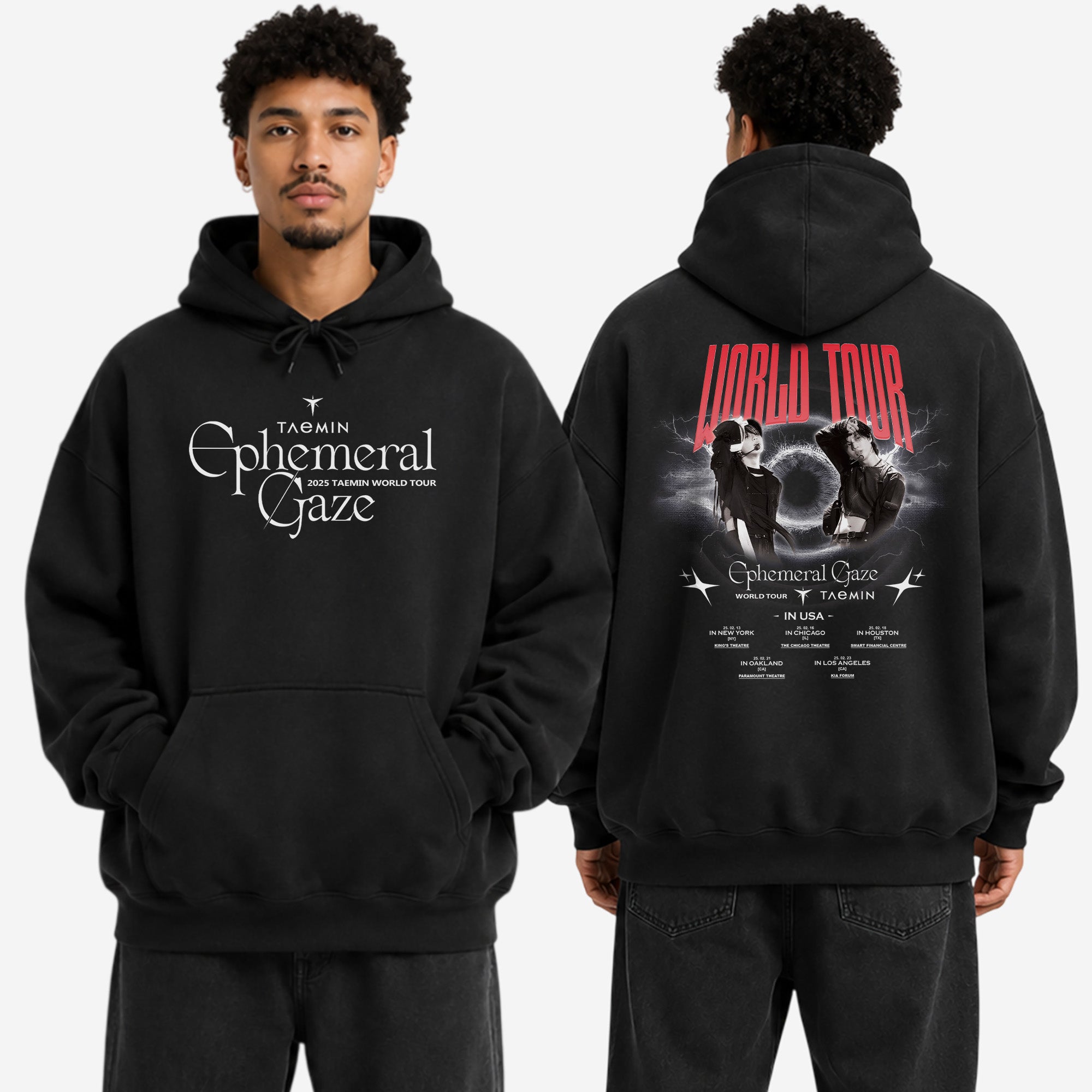 Taemin 2025 World Tour Ephemeral Gaze Hoodie - Men view, Y2K kpop concert hoodie