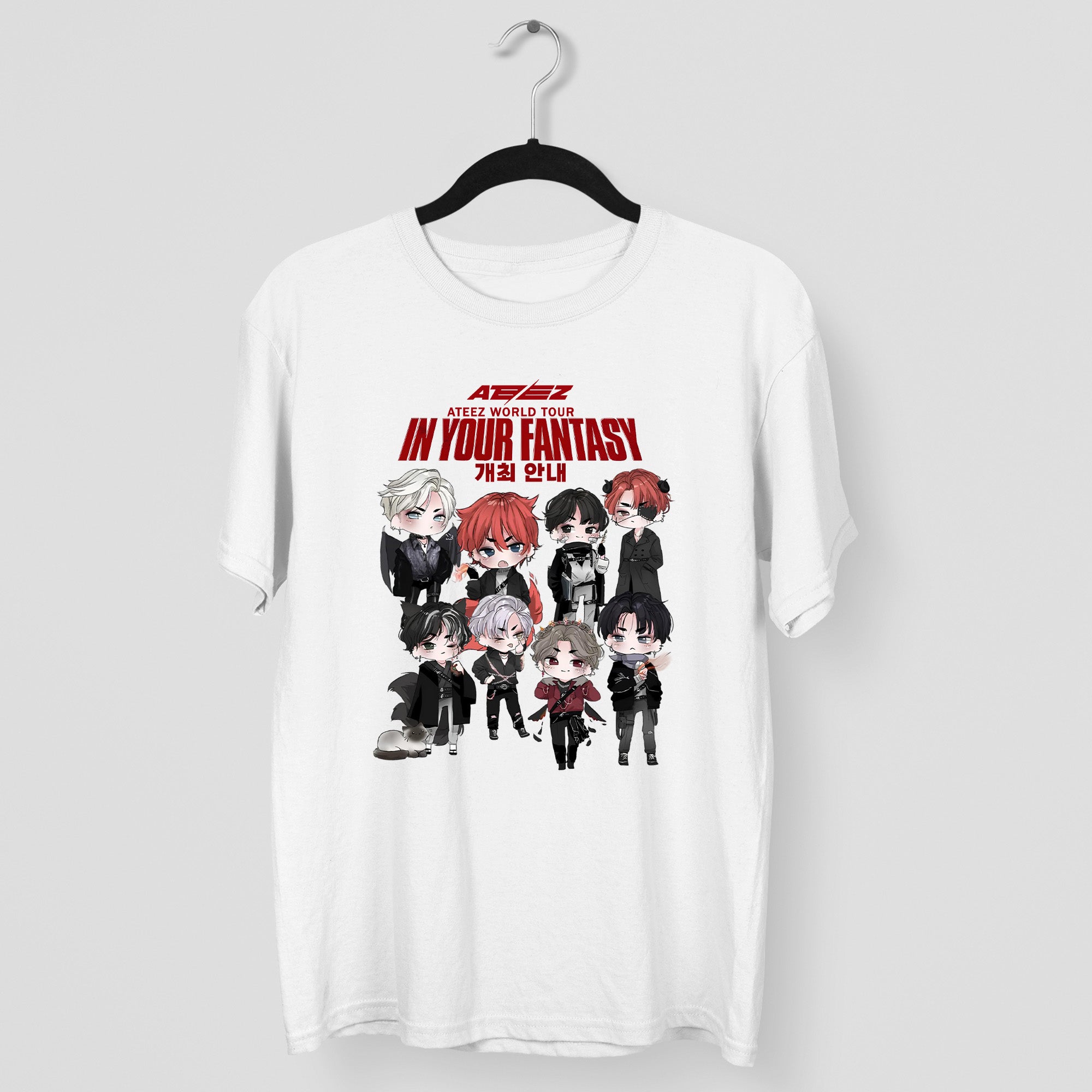 ATEEZ Chibi World Tour In Your Fantasy T-Shirt - Main view, Y2K kpop concert tee