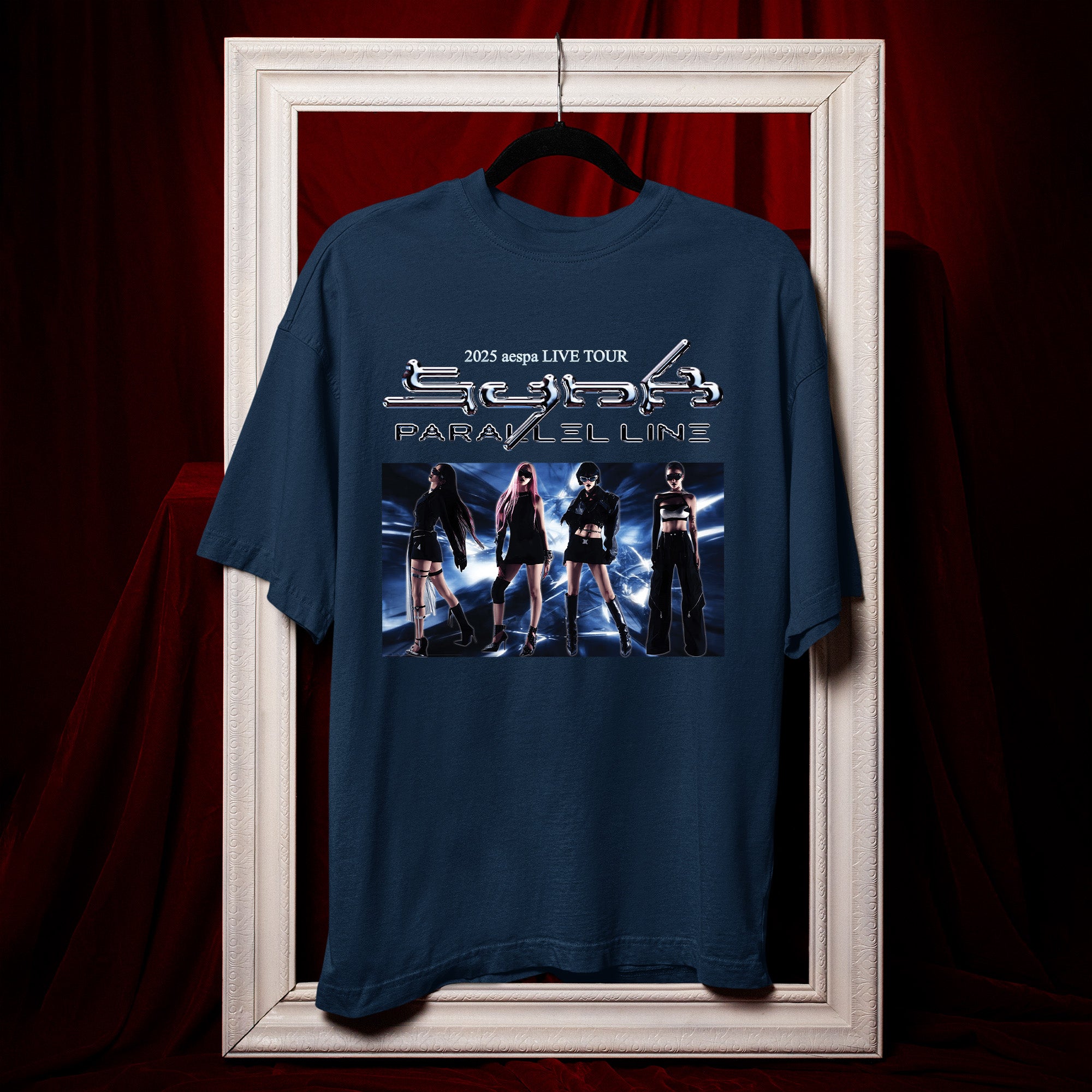 AESPA Live Tour Synk Graphic T-Shirt - Hang view, Y2K kpop concert tee