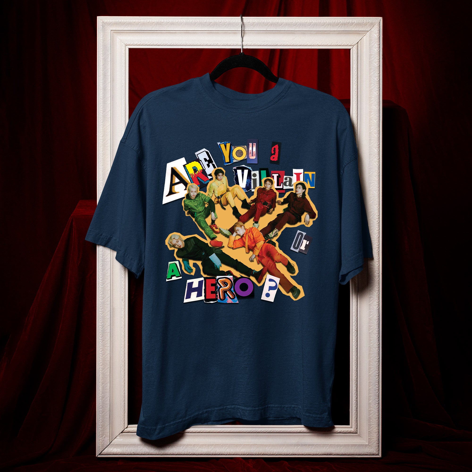 XDINARY HEROES Are You A Villain or A Hero T-Shirt - Hang view, Y2K kpop concert tee