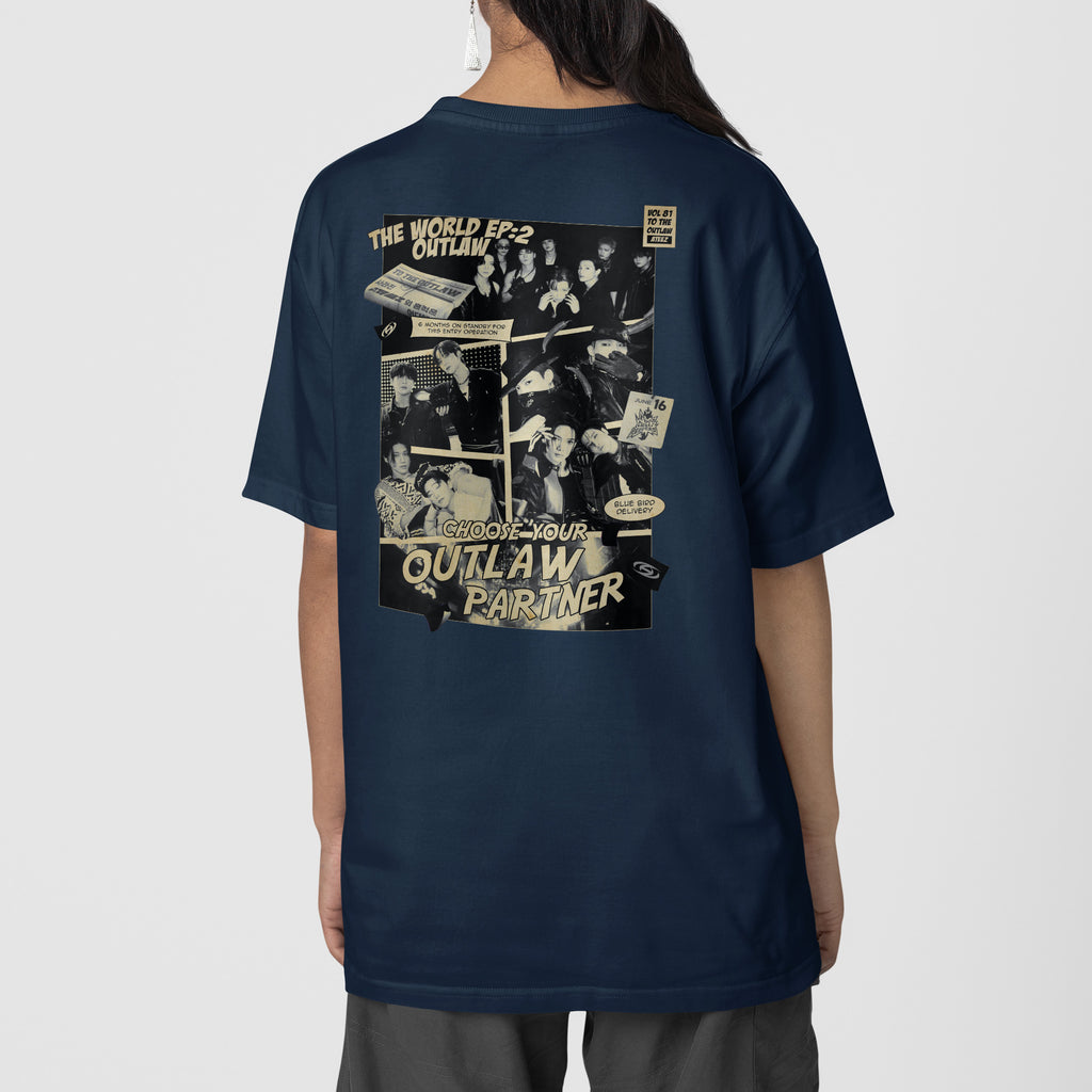 ATEEZ The Work Ep2 Outlaw T-Shirt - Back view, Y2K kpop concert tee