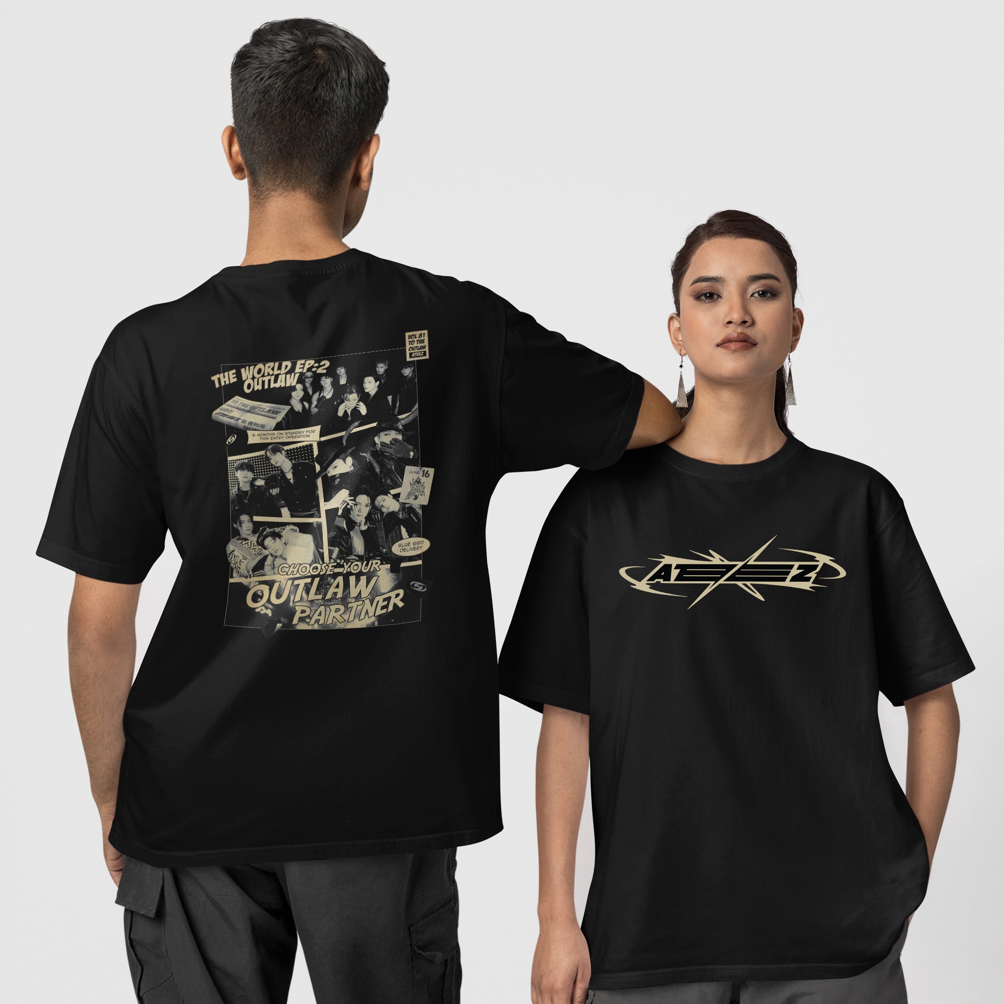 ATEEZ The Work Ep2 Outlaw T-Shirt - Couple 1 view, Y2K kpop concert tee