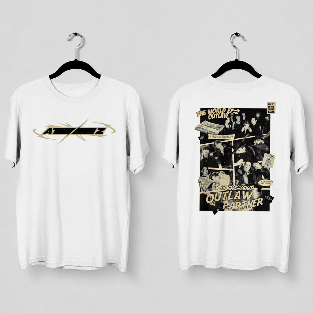 ATEEZ The Work Ep2 Outlaw T-Shirt - Main view, Y2K kpop concert tee