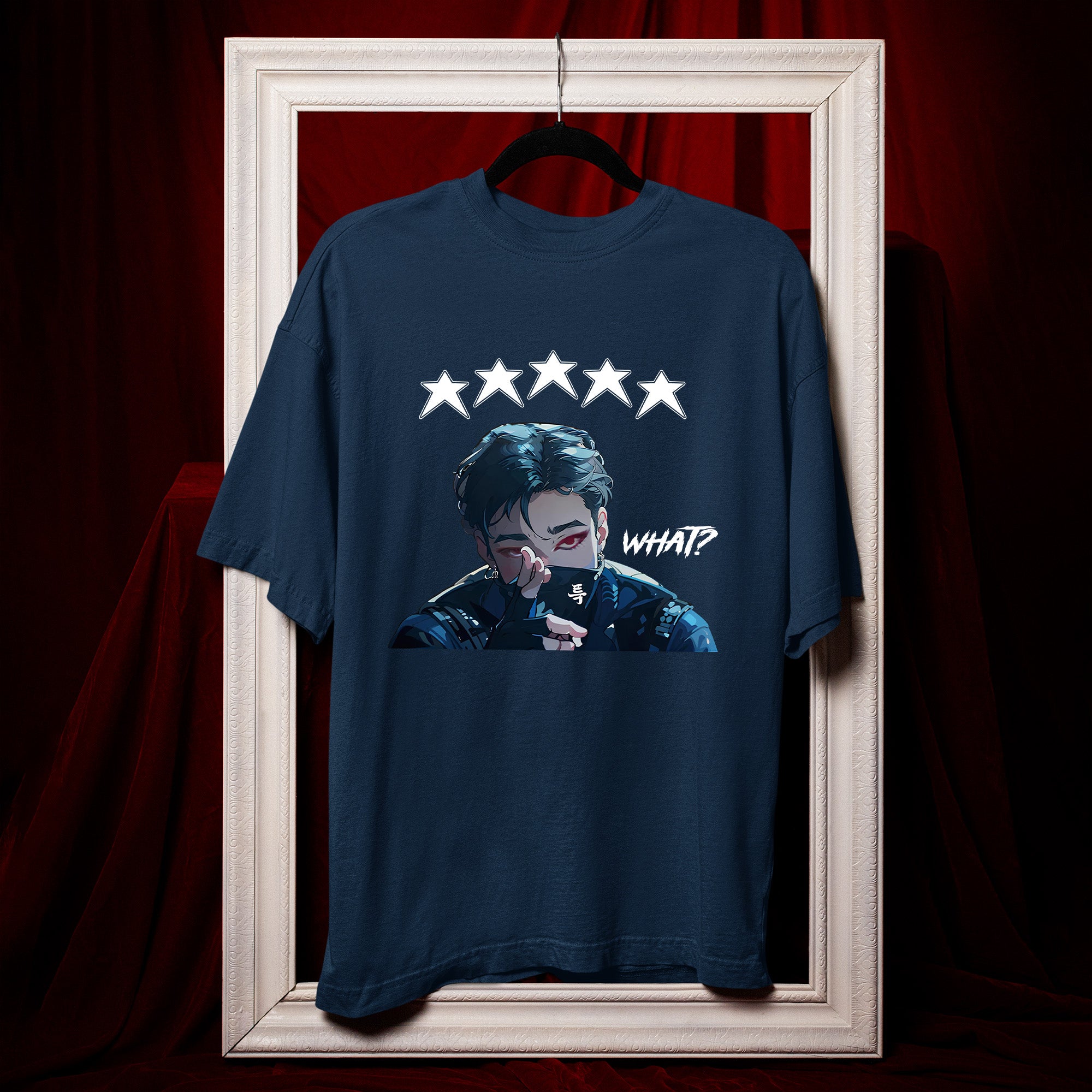 Stray Kids Bang Chan What T-Shirt - Hang view, Y2K kpop concert tee