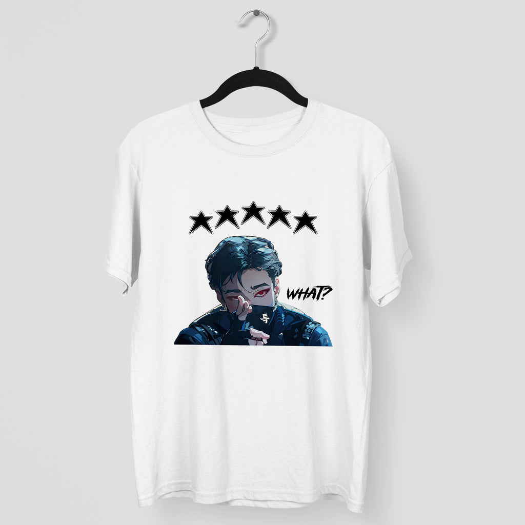 Stray Kids Bang Chan What T-Shirt - Main view, Y2K kpop concert tee