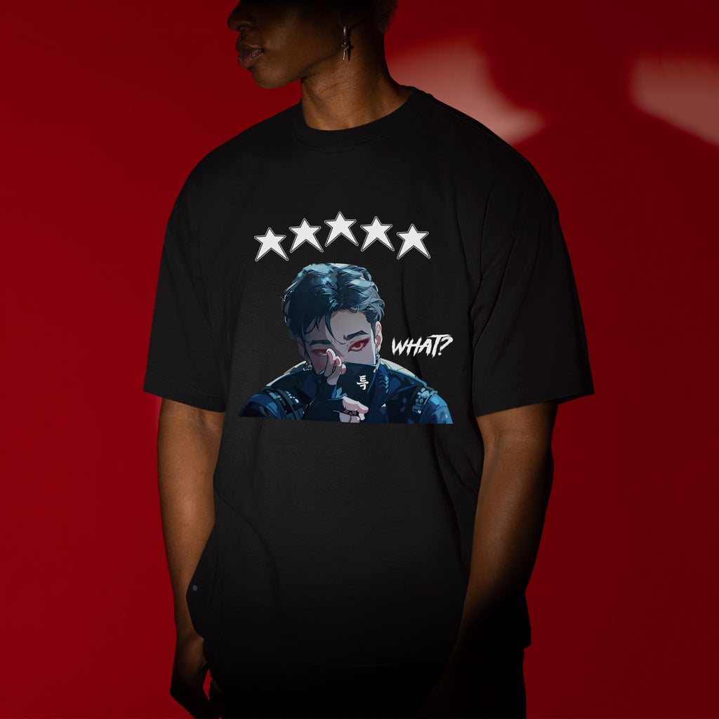 Stray Kids Bang Chan What T-Shirt - Men view, Y2K kpop concert tee