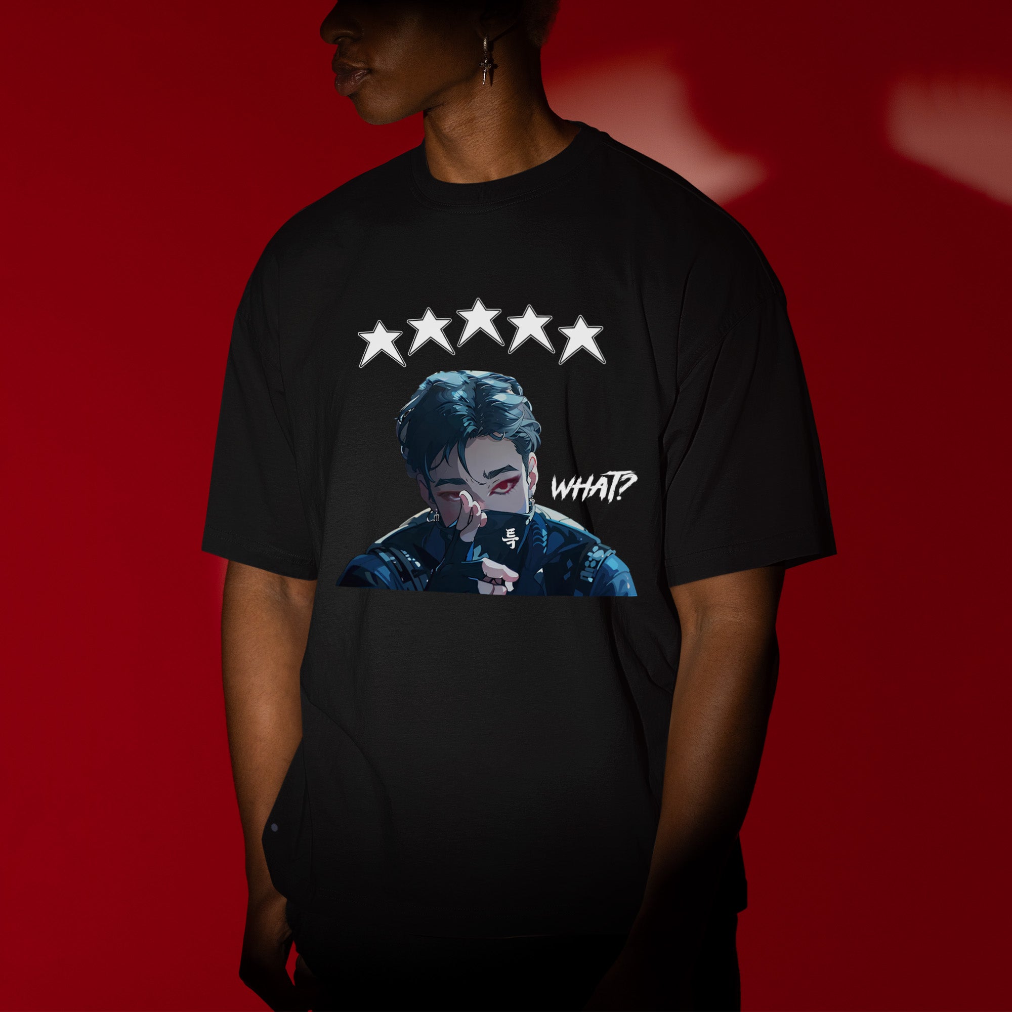 Stray Kids Bang Chan What T-Shirt - Men view, Y2K kpop concert tee