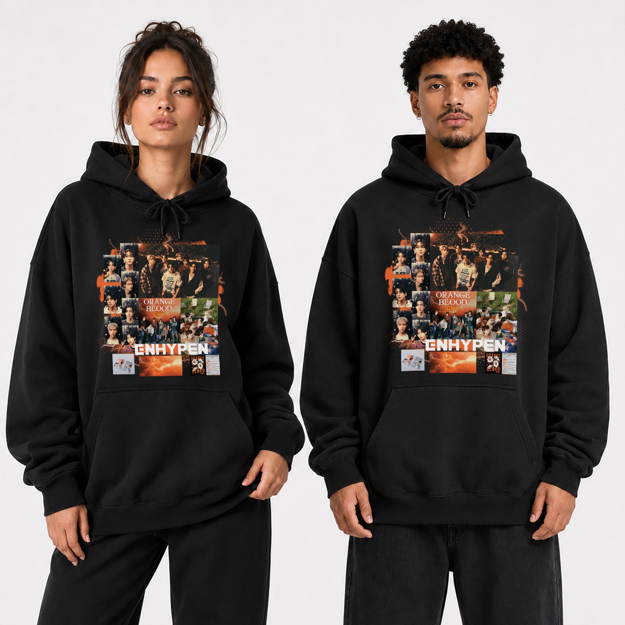 ENHYPEN Orange Blood Poster Collection Hoodie - Couple view, Y2K kpop concert hoodie
