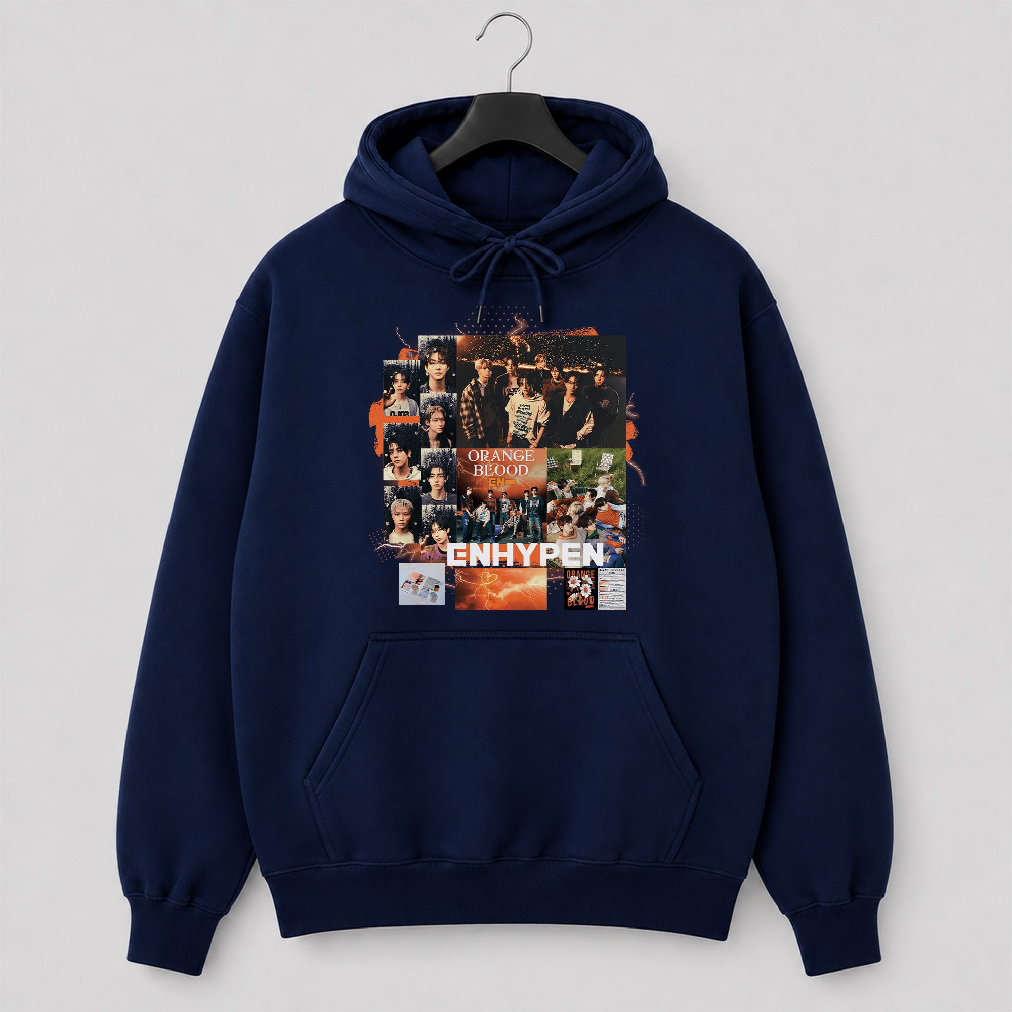 ENHYPEN Orange Blood Poster Collection Hoodie - Hang view, Y2K kpop concert hoodie