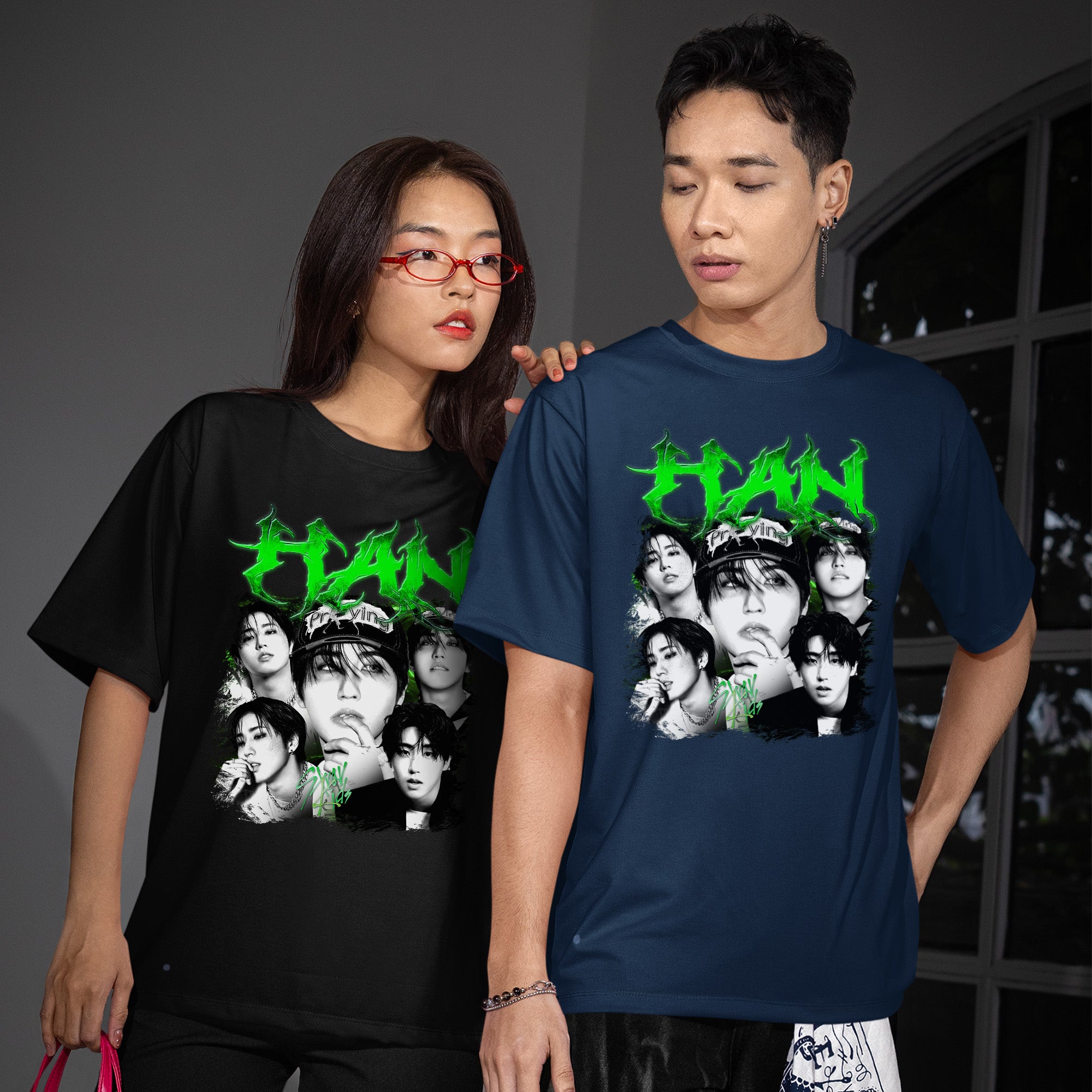 Stray Kids Graphic Han T-Shirt - Couple view, Y2K kpop concert tee
