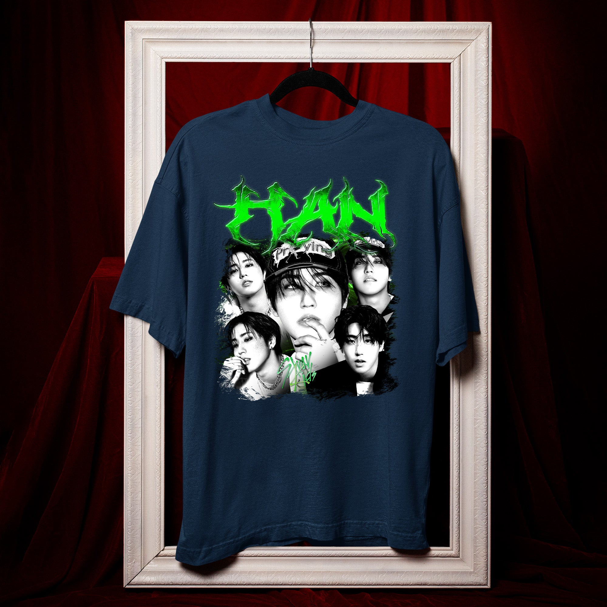 Stray Kids Graphic Han T-Shirt - Hang view, Y2K kpop concert tee