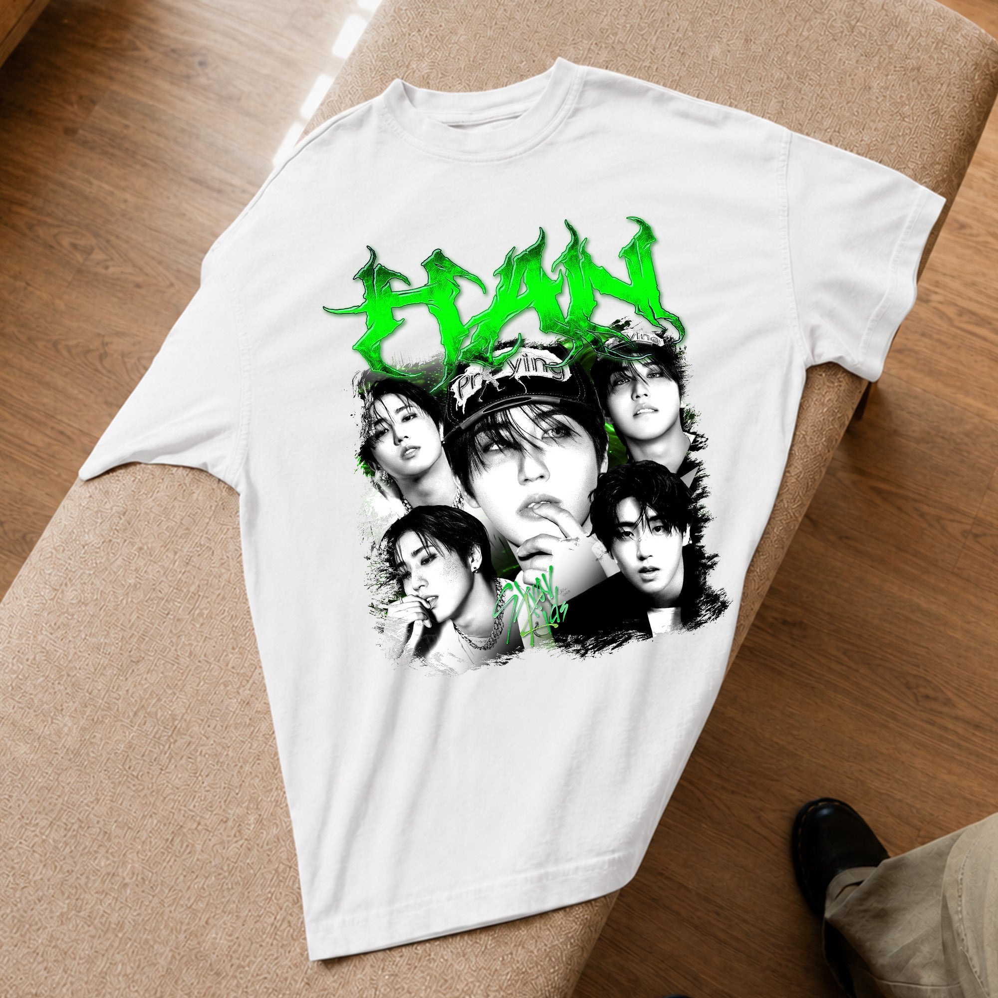 Stray Kids Graphic Han T-Shirt - Spread view, Y2K kpop concert tee