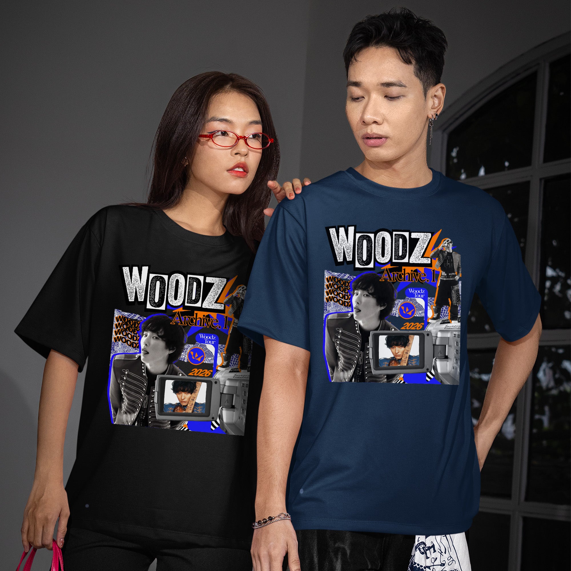 WOODZ Graphic Archive 1 T-Shirt - Couple view, Y2K kpop concert tee