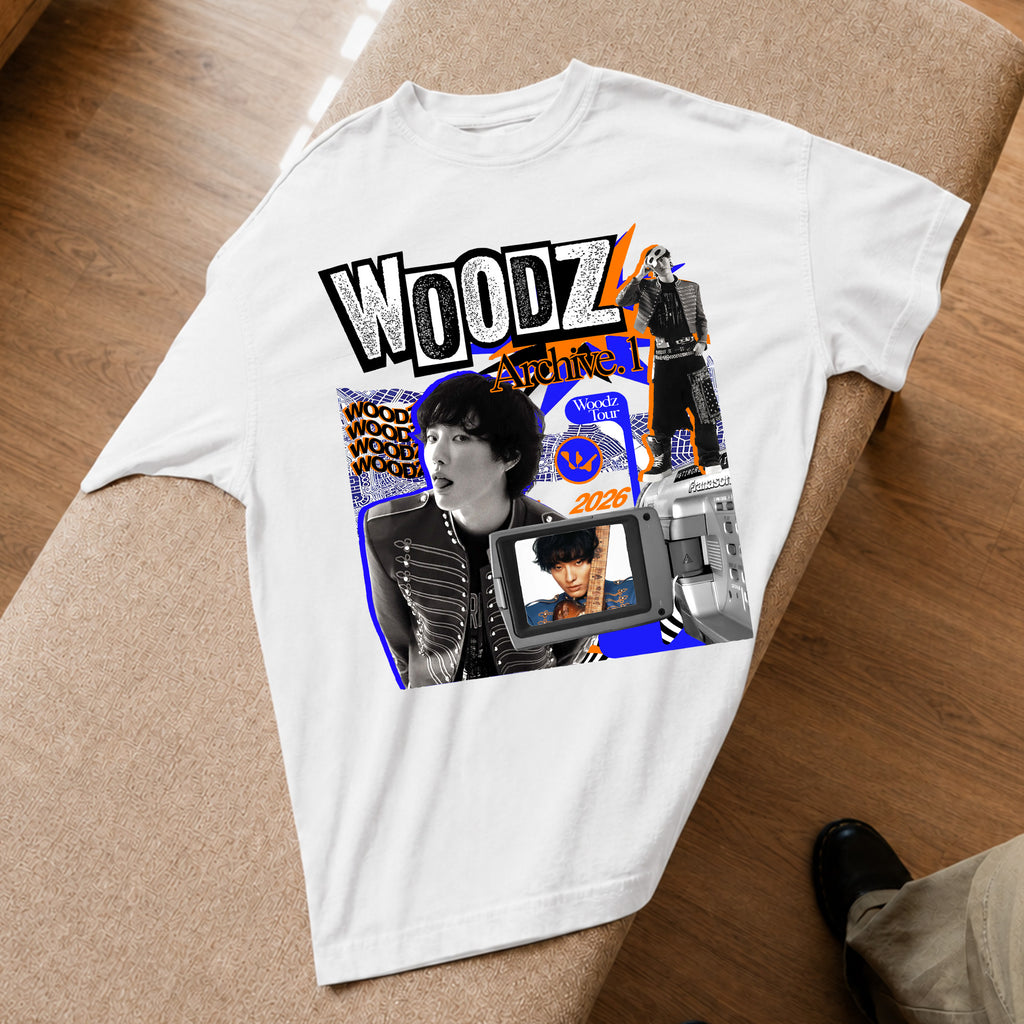 WOODZ Graphic Archive 1 T-Shirt - Spread view, Y2K kpop concert tee