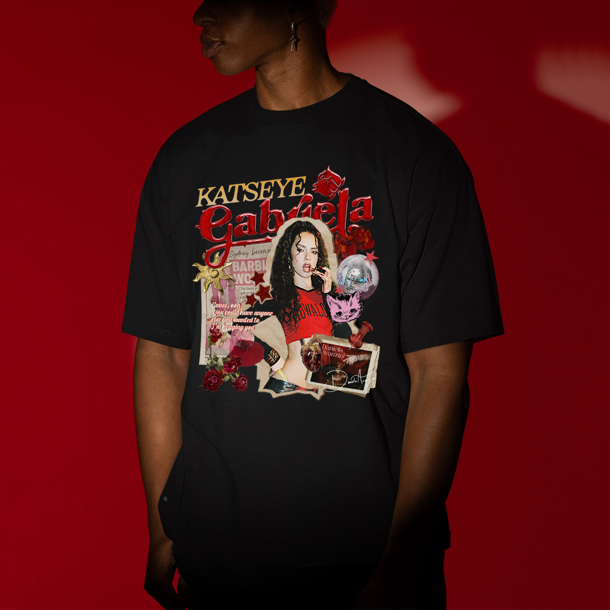 KATSEYE Gabriela Daniela T-Shirt - Men view, Y2K kpop concert tee