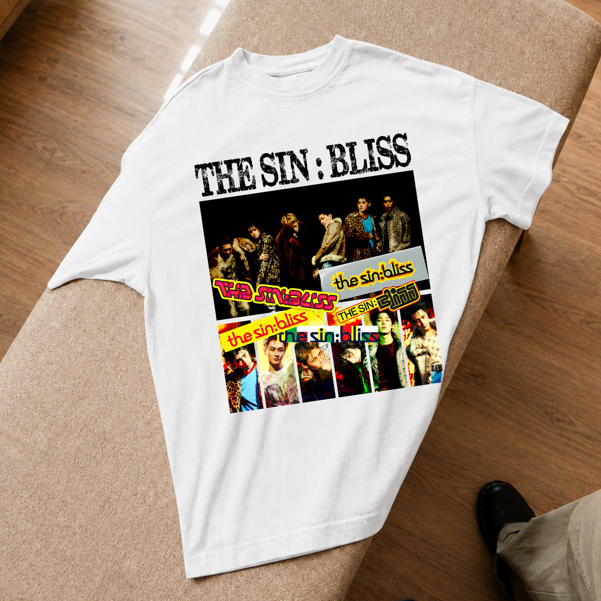 ENHYPEN Retro THE SIN BLISS 8th Mini Album T-Shirt - Spread view, Y2K kpop concert tee